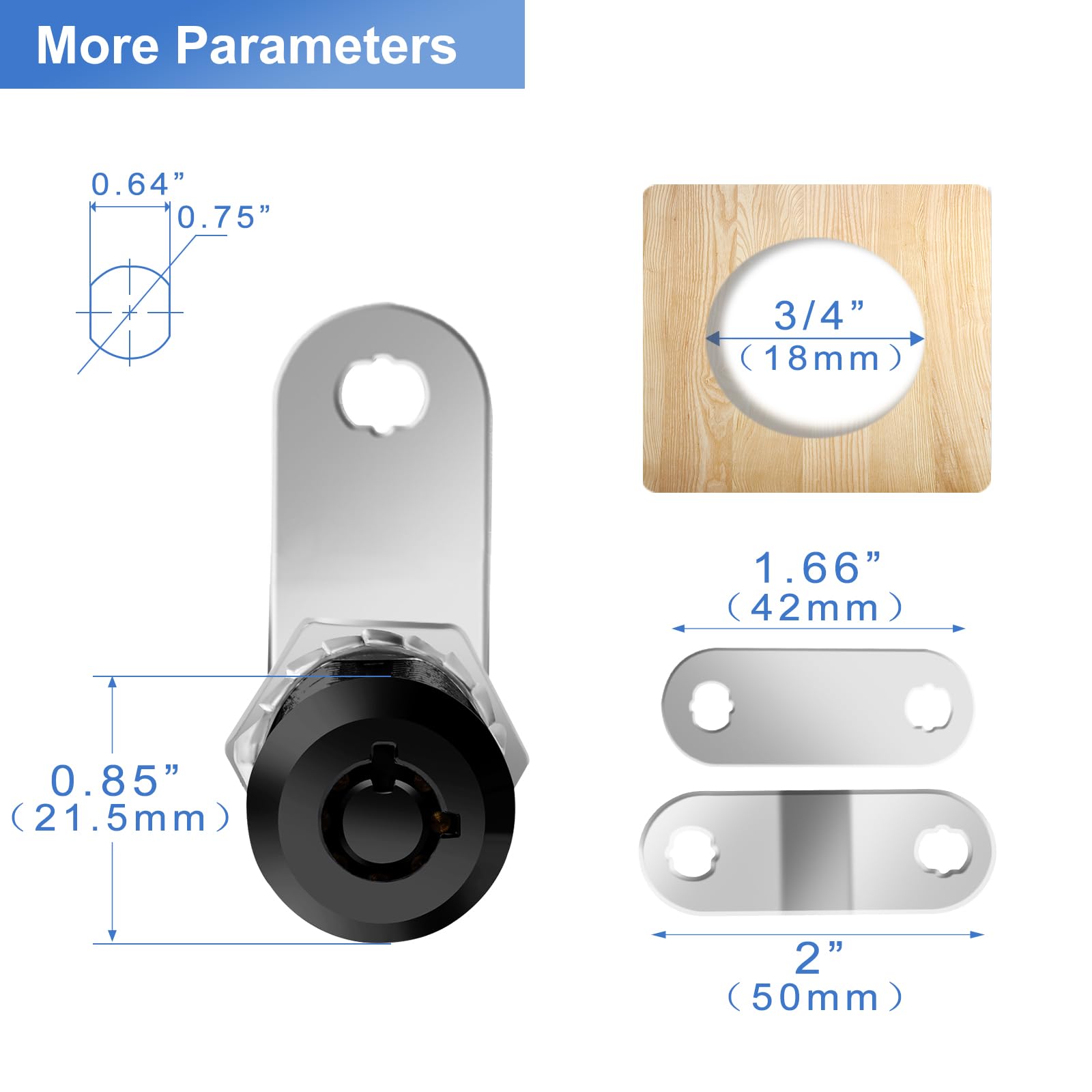 Sissinda Black Cam Locks Rv Storage Locks Keyed Alike, 1-1/2    Fits On 1-1/4    Max Door Thickness, Rv Compartment Locks For Ca