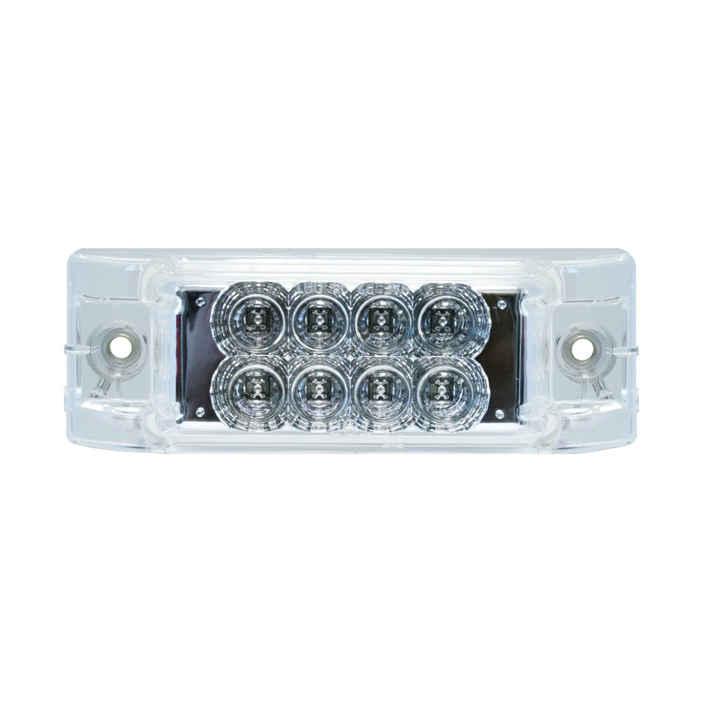 Grand General 77663 Red Rectangular Spyder 8-Led Marker And Clearance Sealed Light With Clear Lens