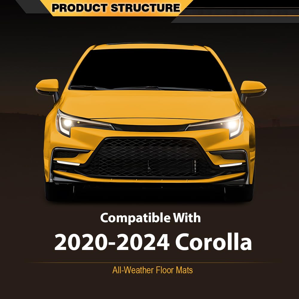 G-PLUS TPE Floor Mats Compatible with Toyota Corolla Sedan 2020-2024(NOT Fit Hatchback Models) All Weather Full Cover Protection