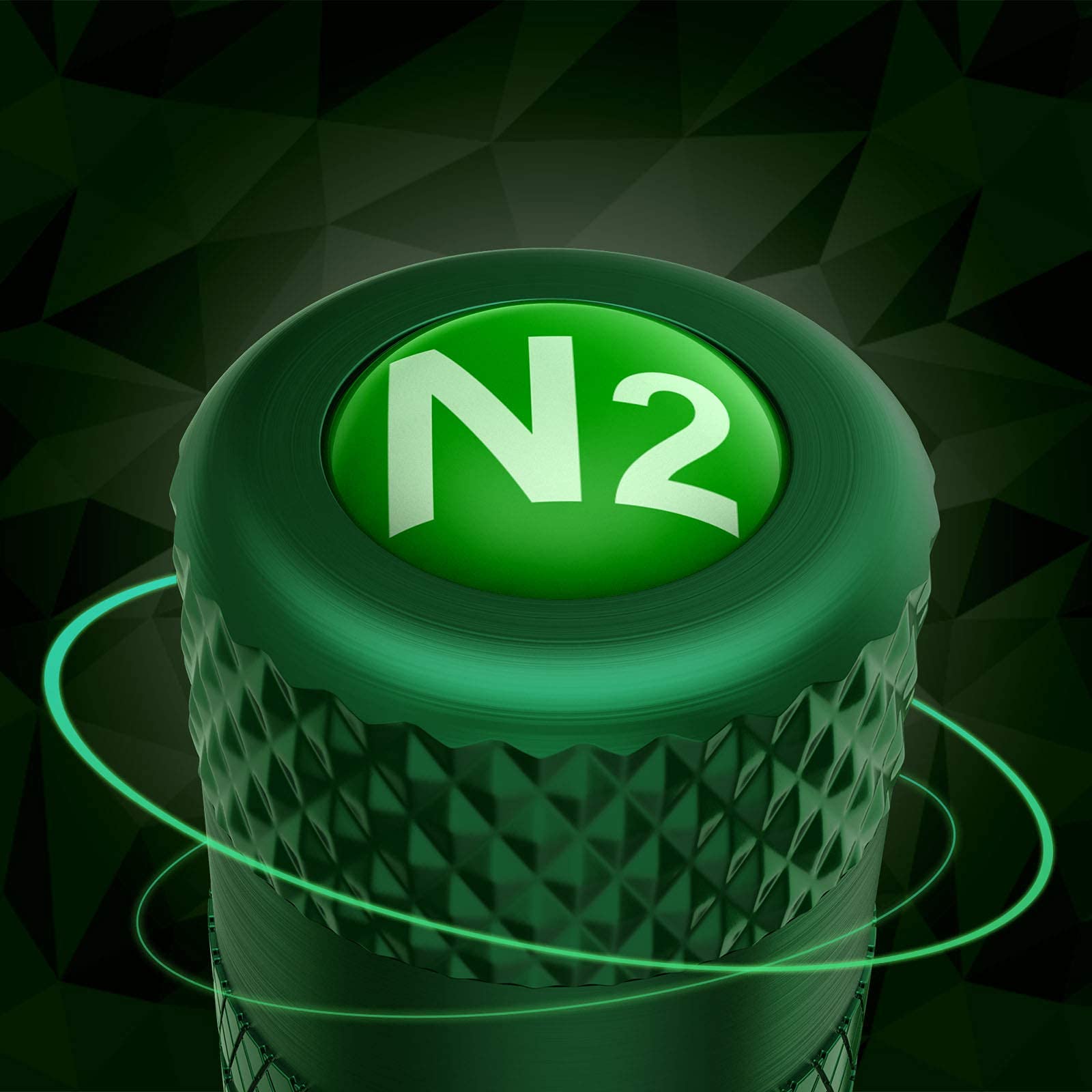 CKAuto Aluminum Tire Valve Stem Caps, N2 Logo, Universal Fit for Cars, SUVs, Bikes, Green, TPMS Safe, Corrosion Resistant, Dust Proof
