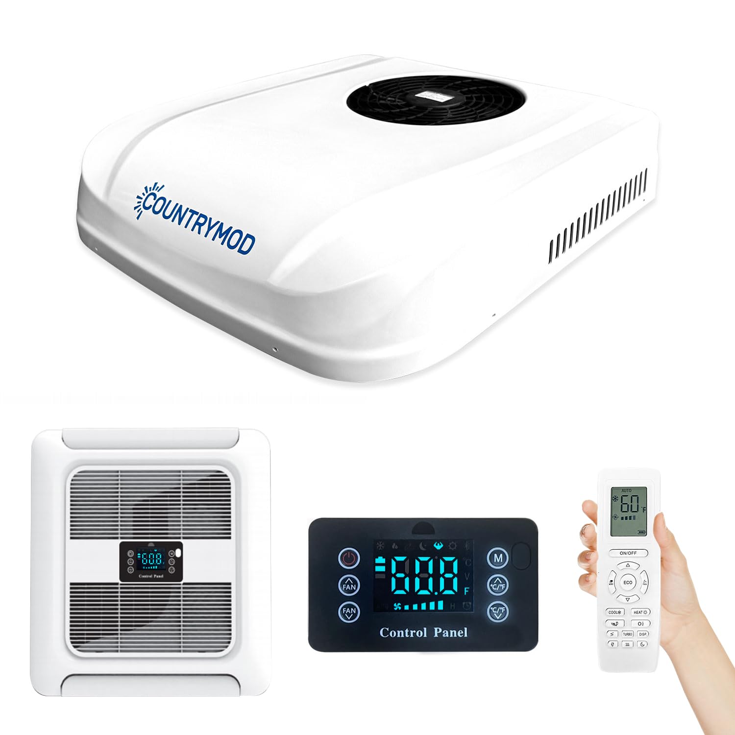 Contrymod 12V DC RV Air Conditioner 10000 BTU RV AC Unit Non-Ducted Rooftop RV Air Conditioners Portable Air Conditioner Quiet C