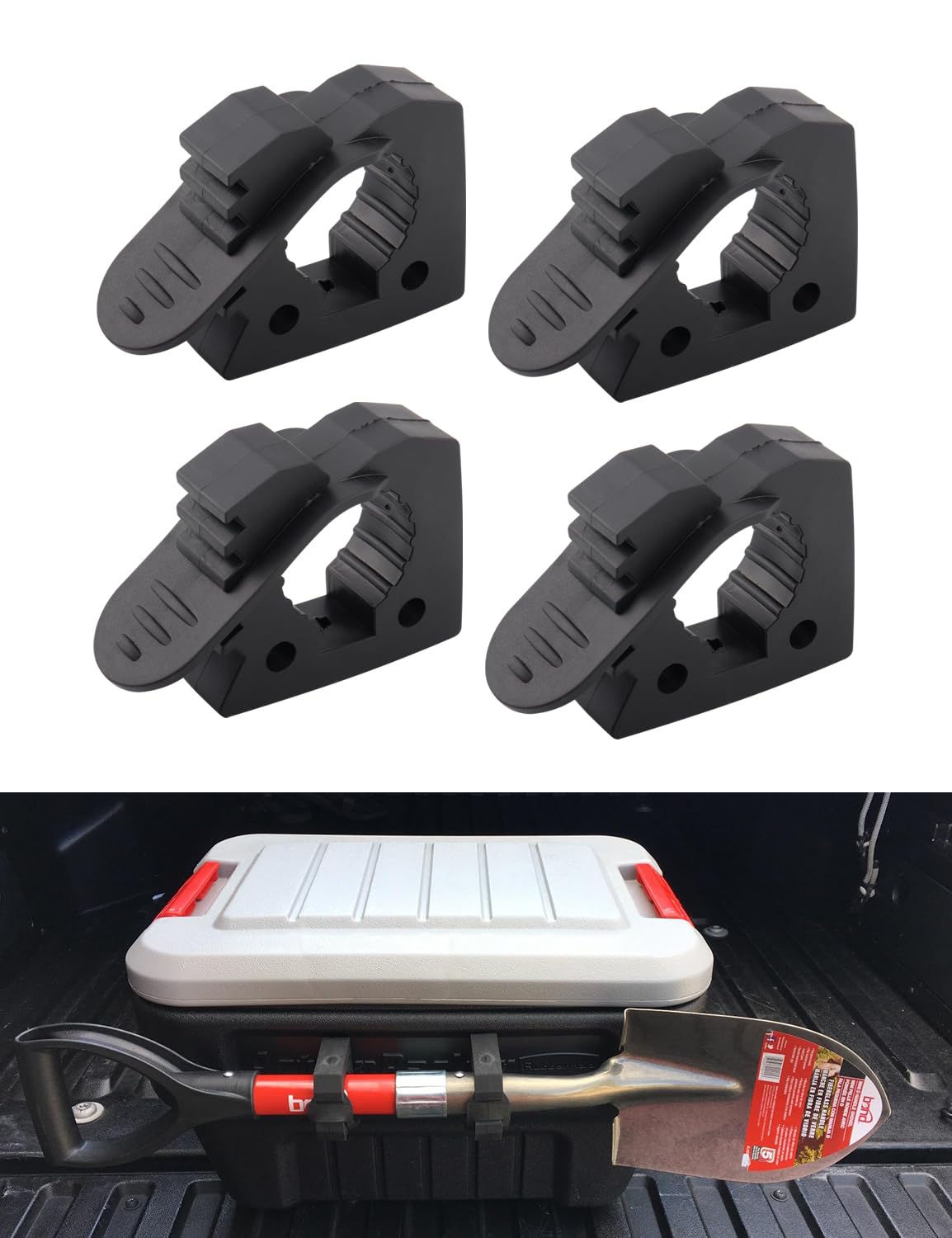 ADTOPI Shovel Holder, Quick Release Rubber Clamp Mounting Bracket Fits 1-1/7'' to 1-3/7'' Diameter Tool Handles for Trucks UTV A