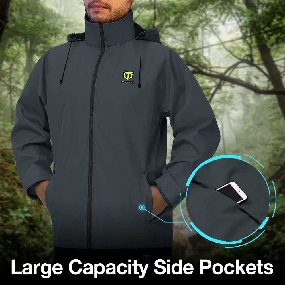 Tidewe Rain Suit, Waterproof Breathable Lightweight Rainwear (Gray Size Xl)