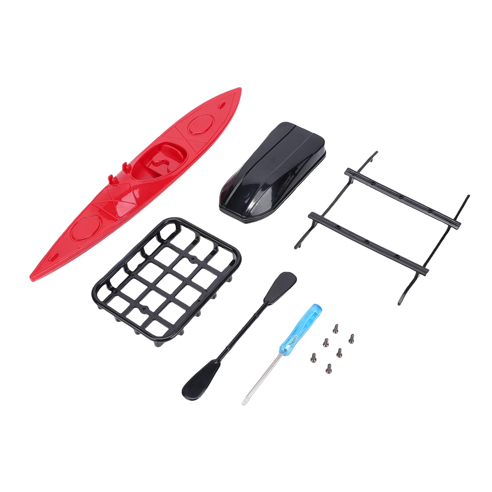 Drfeify RC Crawler Roof Rack Set, RC Crawler Truck Upgrade Accessories with Canoe and Box for Adventure Style Decoration