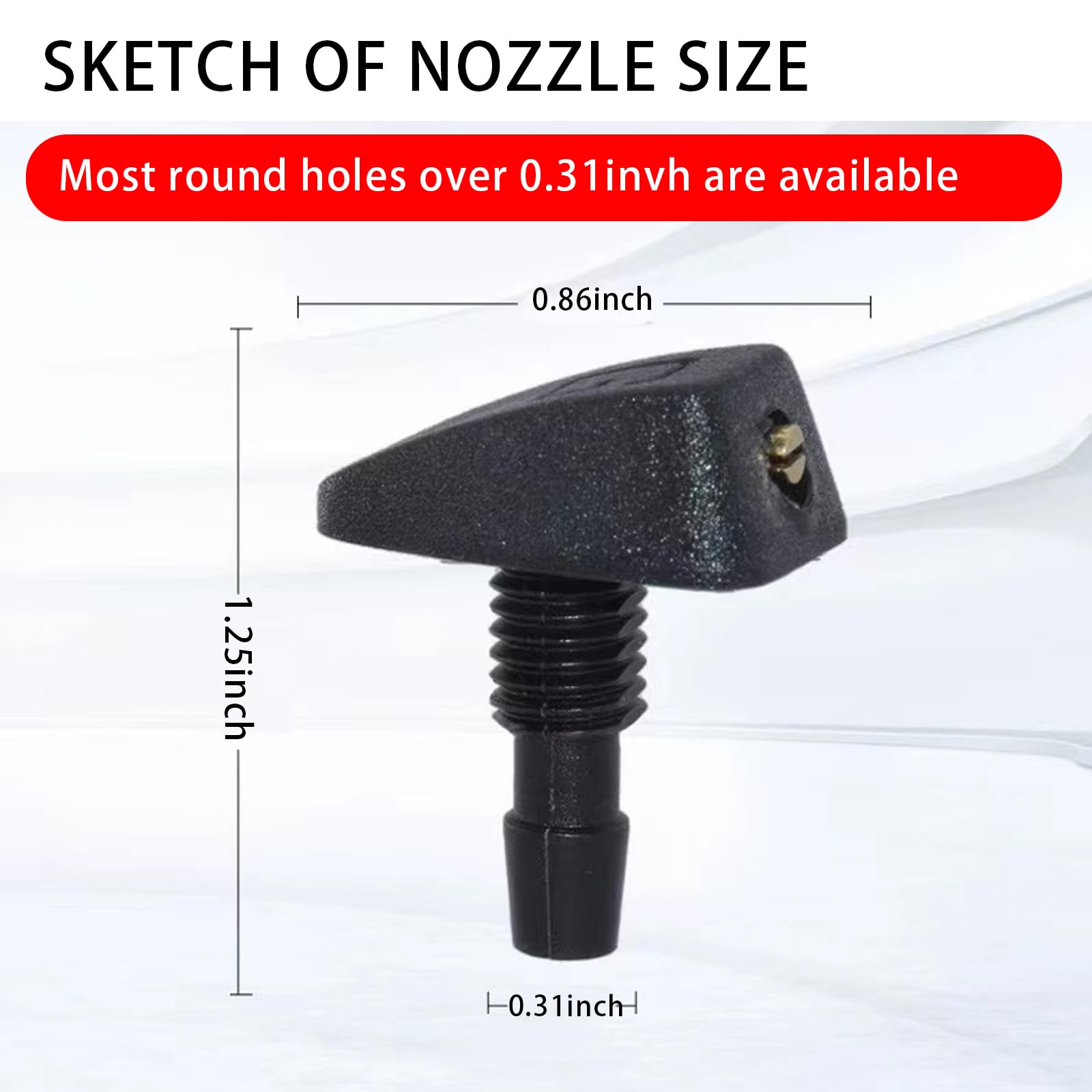 Slykew 2 Pcs Car Windshield Washer, Automotive Wiper Nozzles, Single Hole Adjustable Fan-Shaped Kit, Sprayer Head Replacement Pa