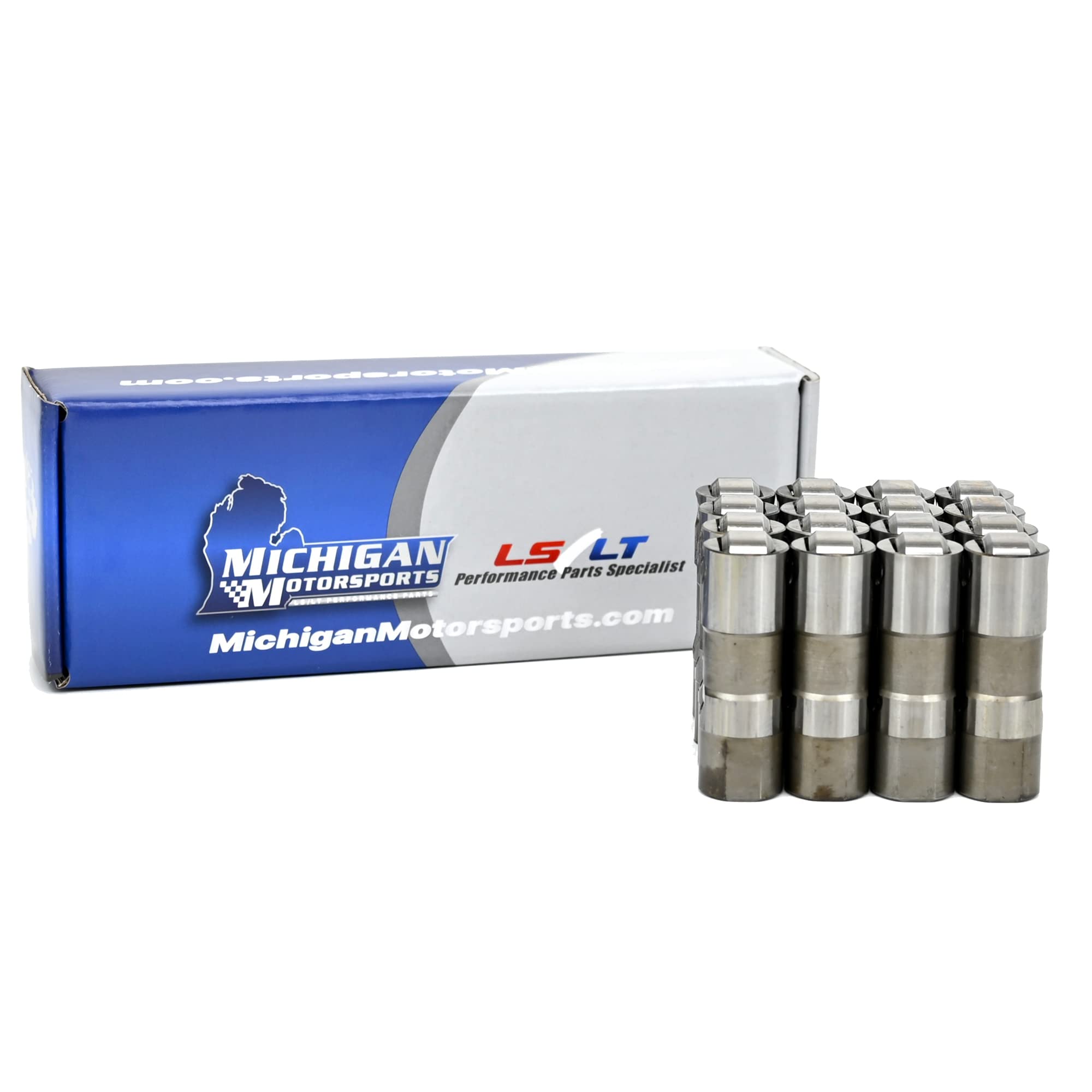 Michigan Motorsports LS7 Lifters Set of 16 with Guide Trays | Fits GM LS1-LY6 Engines | Natural | Model 97400-16+97500-4