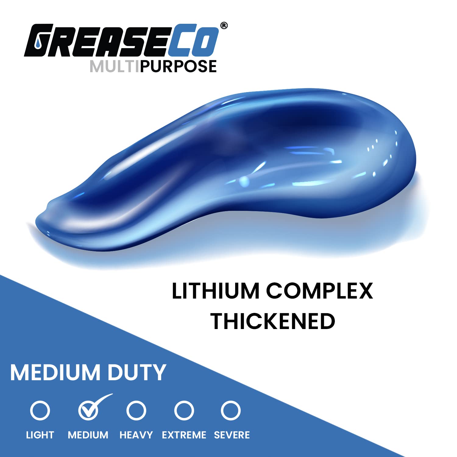 GREASECO Wheel Bearing Grease Tube - Lithium Complex, High Temp, NLGI 2, Blue, Single Cartridge, Ideal for Automotive and Marine Use
