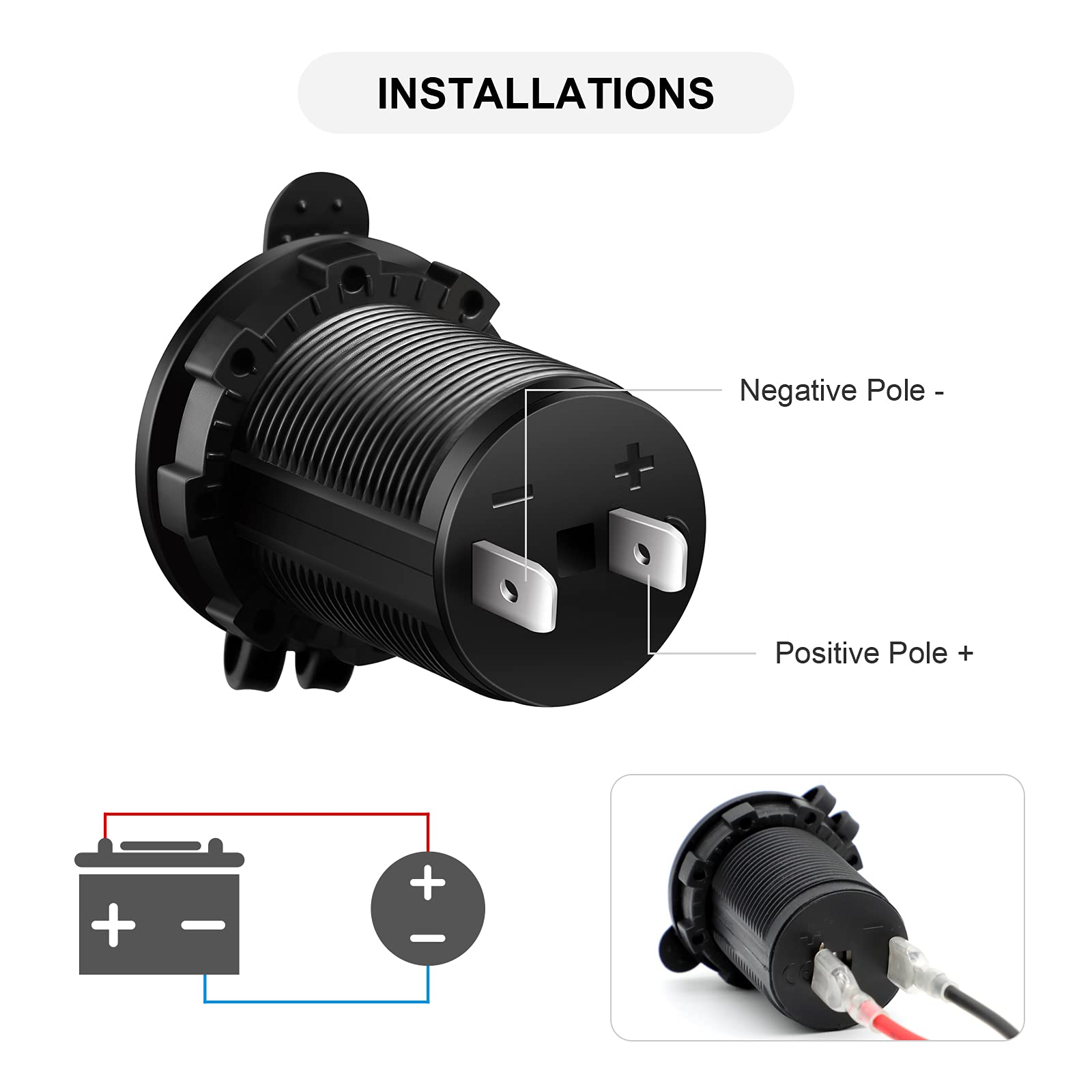 12V Cigarette Lighter Socket, 2 Pack Car Marine Motorcycle Atv Rv Lighter Power Outlet Socket Replacement 12 Volt Waterproof Plug By Zhsms