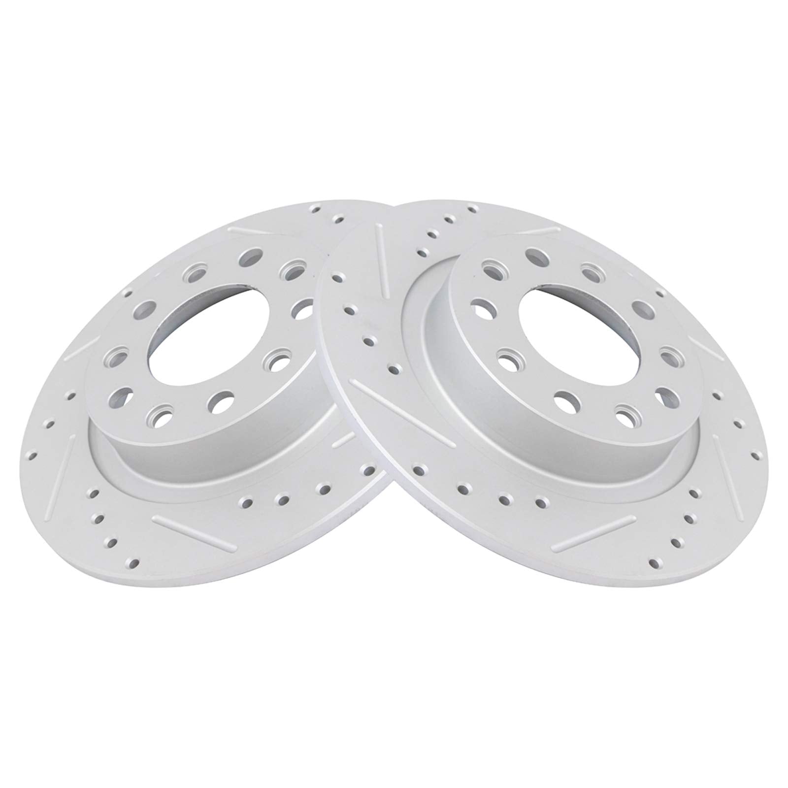 Trq Rear Performance Brake Rotors Set Solid Premium G-Coated Cross Drilled & Slotted Compatible With 2013-2016 Dodge Dart