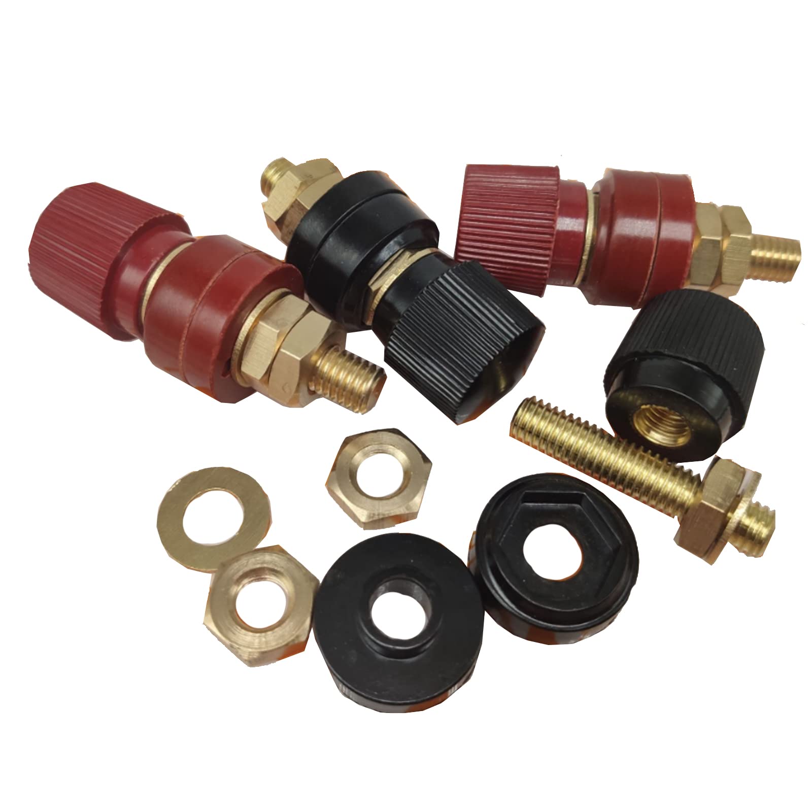 LC LICTOP Premium Remote Battery Power Junction Post Connector Kit, 5/16” Stud, Copper, Pack of 2, Red & Black
