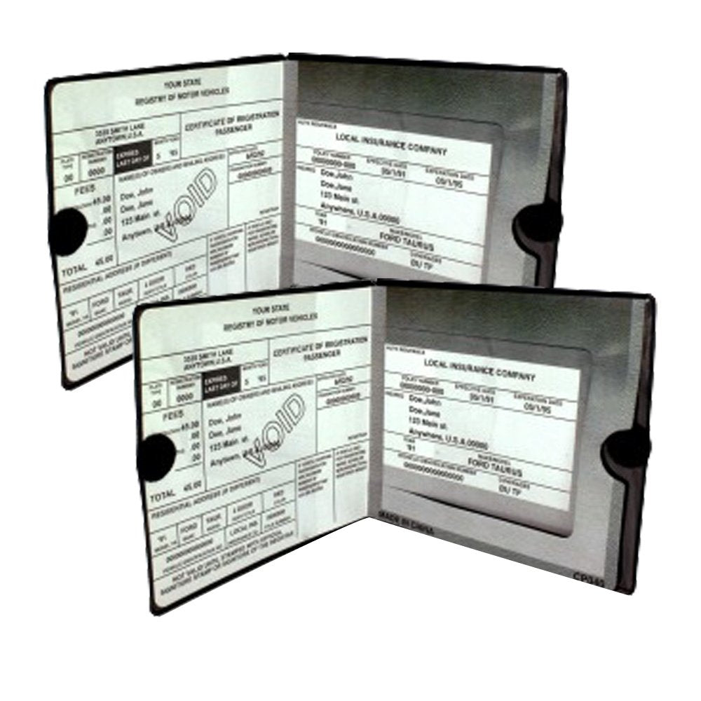 ESSENTIAL Car Auto Insurance Registration BLACK Document Wallet Holders 2 Pack - [BUNDLE, 2pcs] - Automobile, Motorcycle, Truck,
