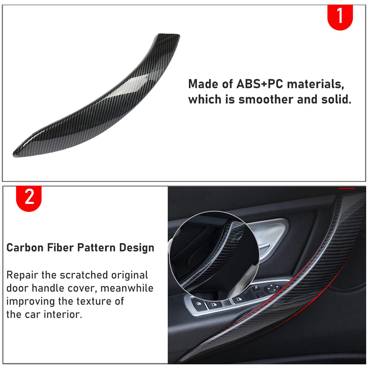 Jaronx Abs Carbon Fiber Door Handle Outer Cover Replacement Compatible With Bmw 3 F30/F31 2012-2018 And 4 F32/F33 2014-2017,Carb