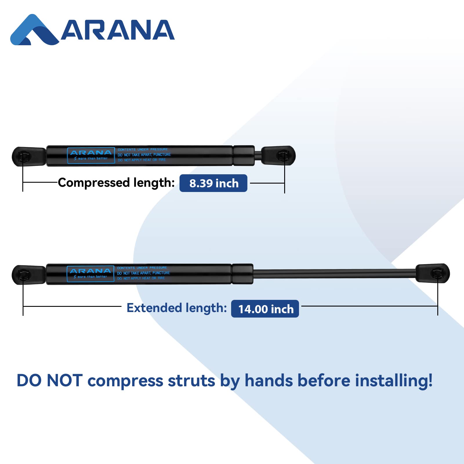 ARANA Gas Struts Spring Shocks, 14 Inch 15Lb Lift Support, Model SX140P15A, Set of 2 for Toolbox Lids