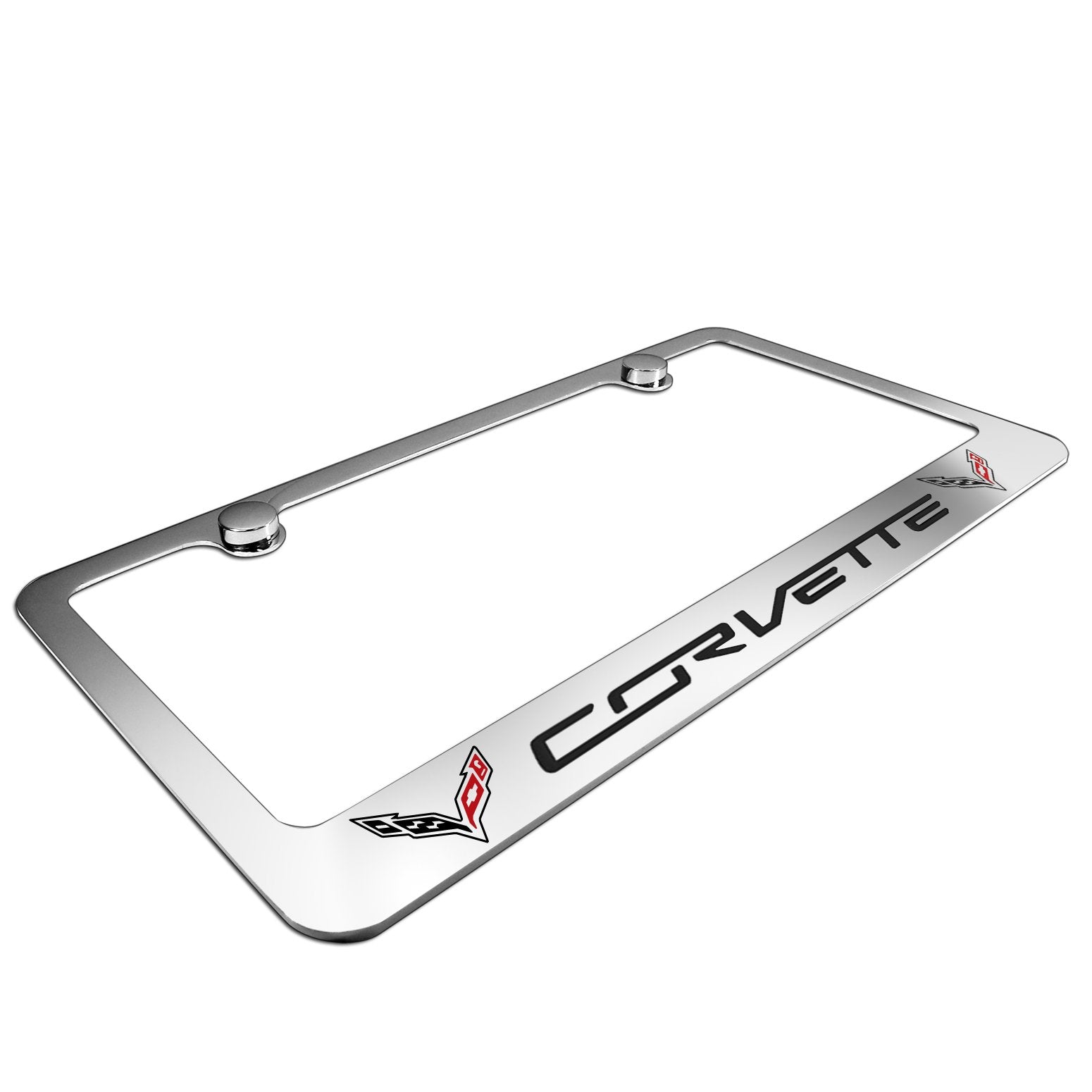 C7 Corvette Stingray Chrome License Plate Frame W/Double Logo