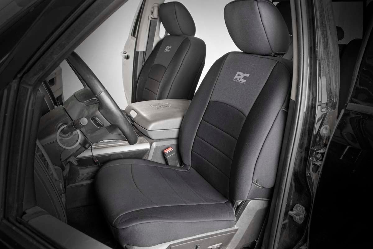 Rough Country Front Neoprene Seat Covers for 09-18 Ram 1500/10-18 2500-91028, Black