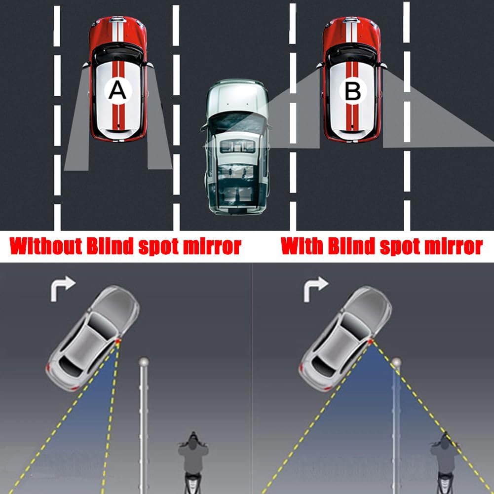 Suction Cup Blind Spot Mirror, Ampper Hd Glass Frameless Removable Convex Wide Angle Rear View Mirror (Fan Shape, Pack Of 2)