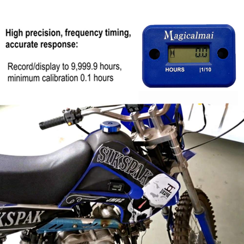 Magicalmai Inductive Hour Meter for Gas Engines - Waterproof, Blue, 1" Size, Ideal for Mowers, ATVs, Boats, and More