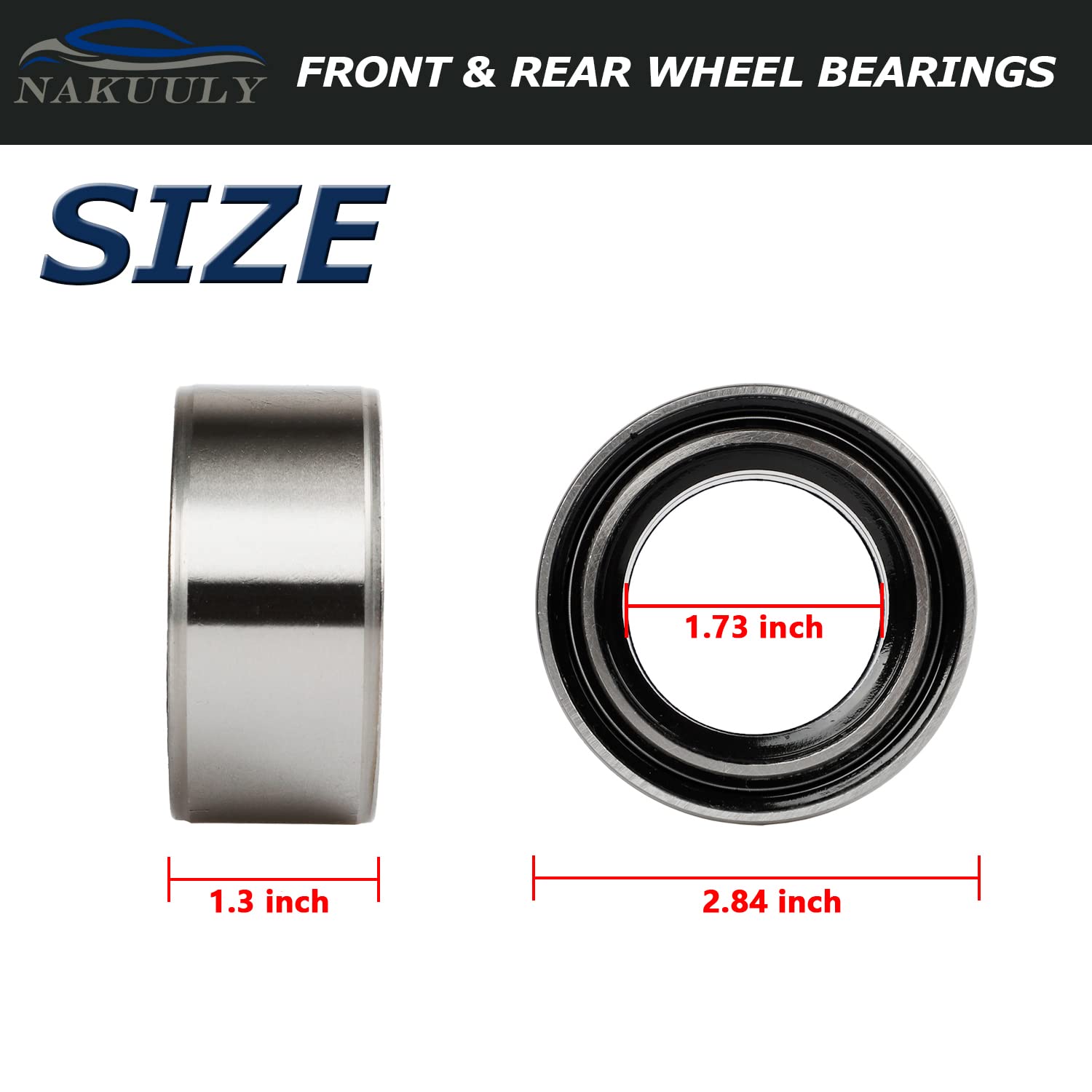 Nakuuly Front and Rear Wheel Bearings Pack of 4 Compatible with Polaris RZR XP 4 900 1000 Turbo Diesel Crew Scrambler Sportsman