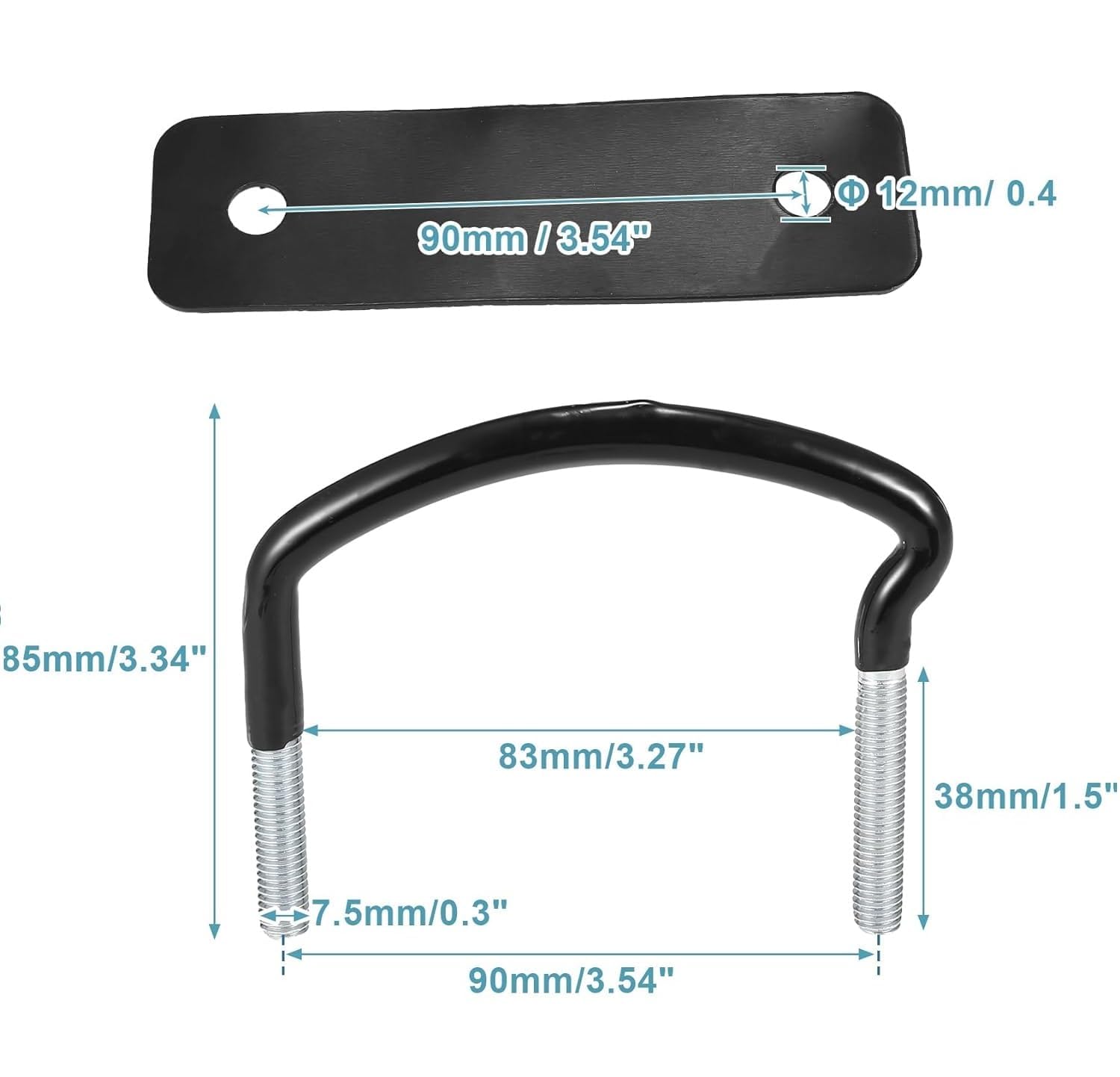 Universal Roof Box U-Bolt Clamps Cargo Carrier Roof Rack Bracket Kit Van Mounting Fitting Kit 85mm Internal Width 40mm Thick Lug