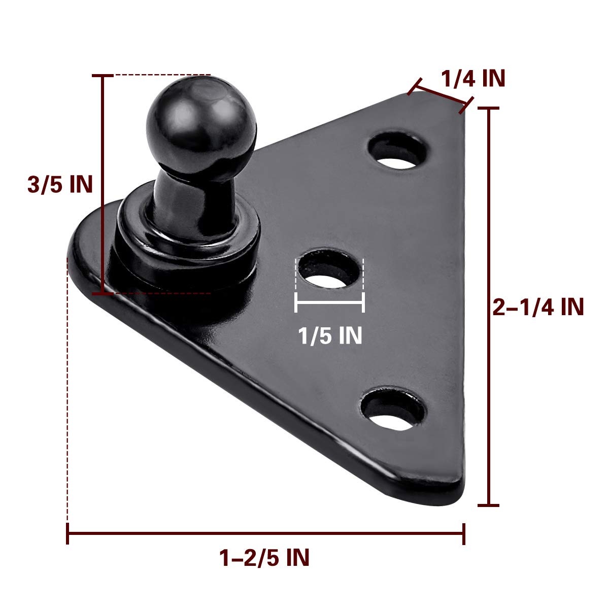 10Mm Gas Spring Lift Strut Bracket Ball Stud Black, Mounting Bracket For Lift Support Prop, Pack Of 4