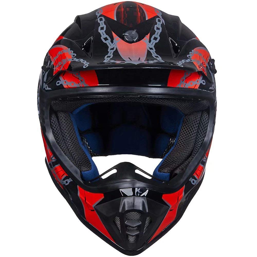 ILM Adult Dirt Bike Helmets Motocross ATV Dirtbike BMX MX Offroad Full Face Motorcycle Helmet, DOT Approved Model 128S (Red Blac
