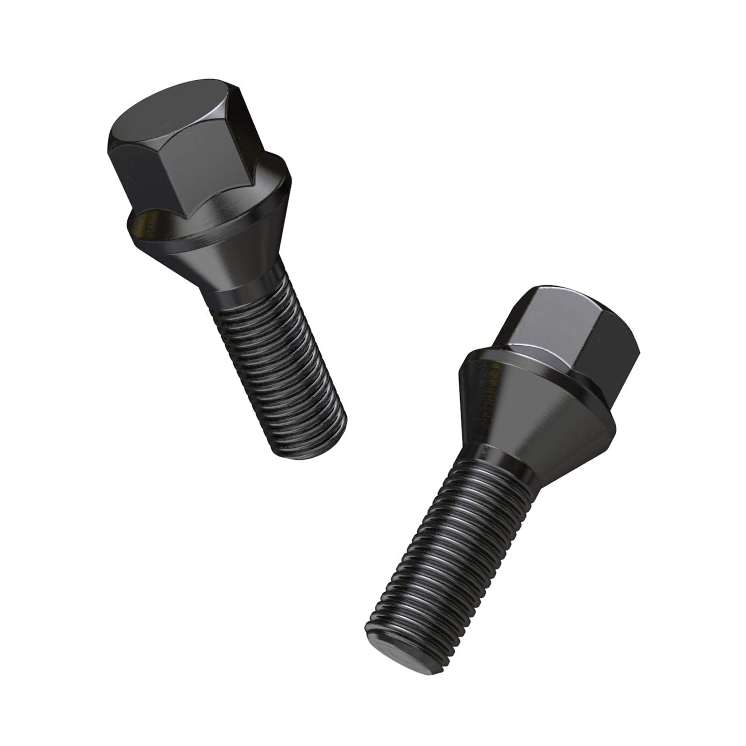 20Pcs Extended Black 12X1.5 Lug Bolts (30Mm Shank Length, Cone Seat) Not Oem Length - Compatible With Bmw 128I 135I 318I 320I 32