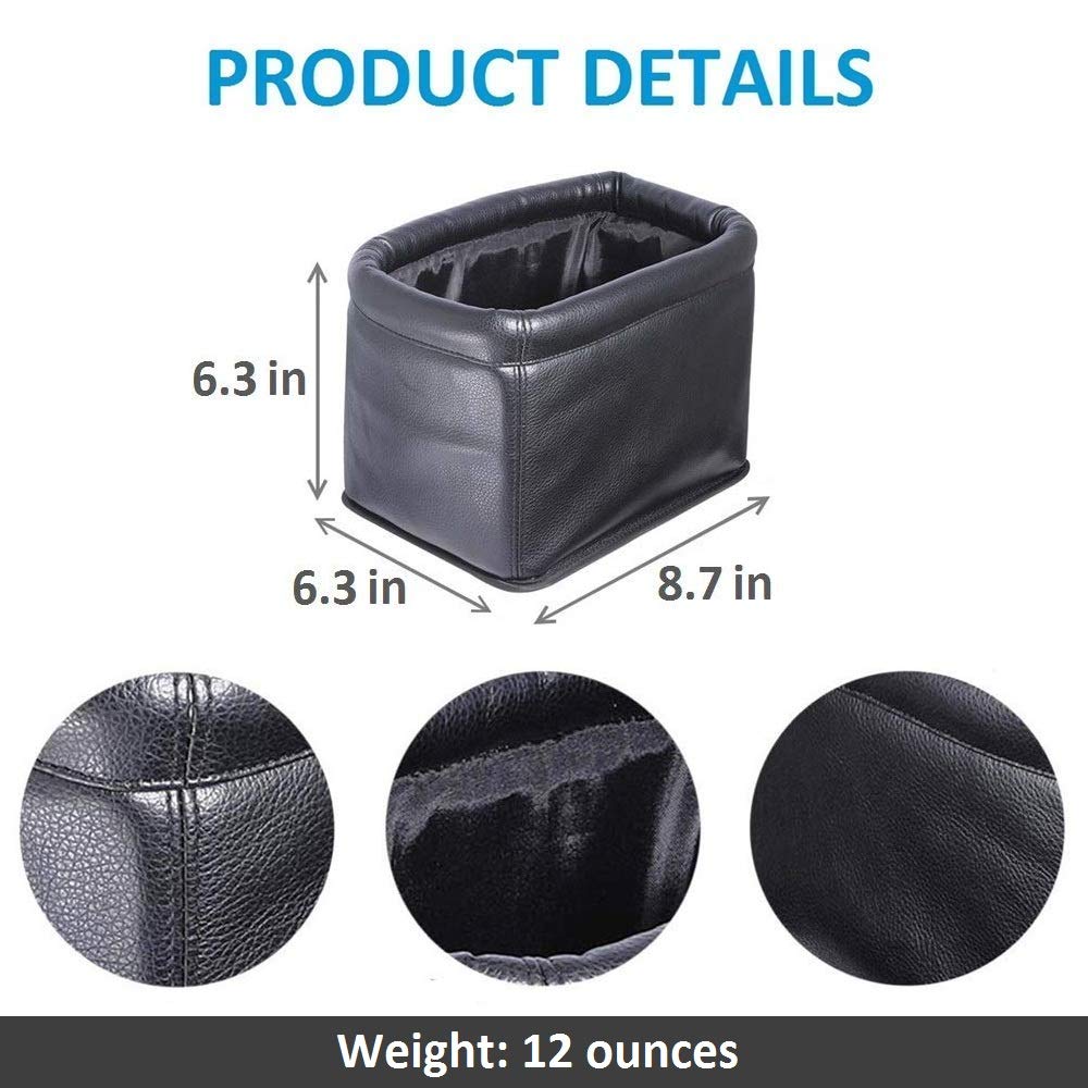 KINGBERWI Leather Car Trash Can - Luxury Leakproof Garbage Organizer for Cars & Trucks, Black Model 5864171310