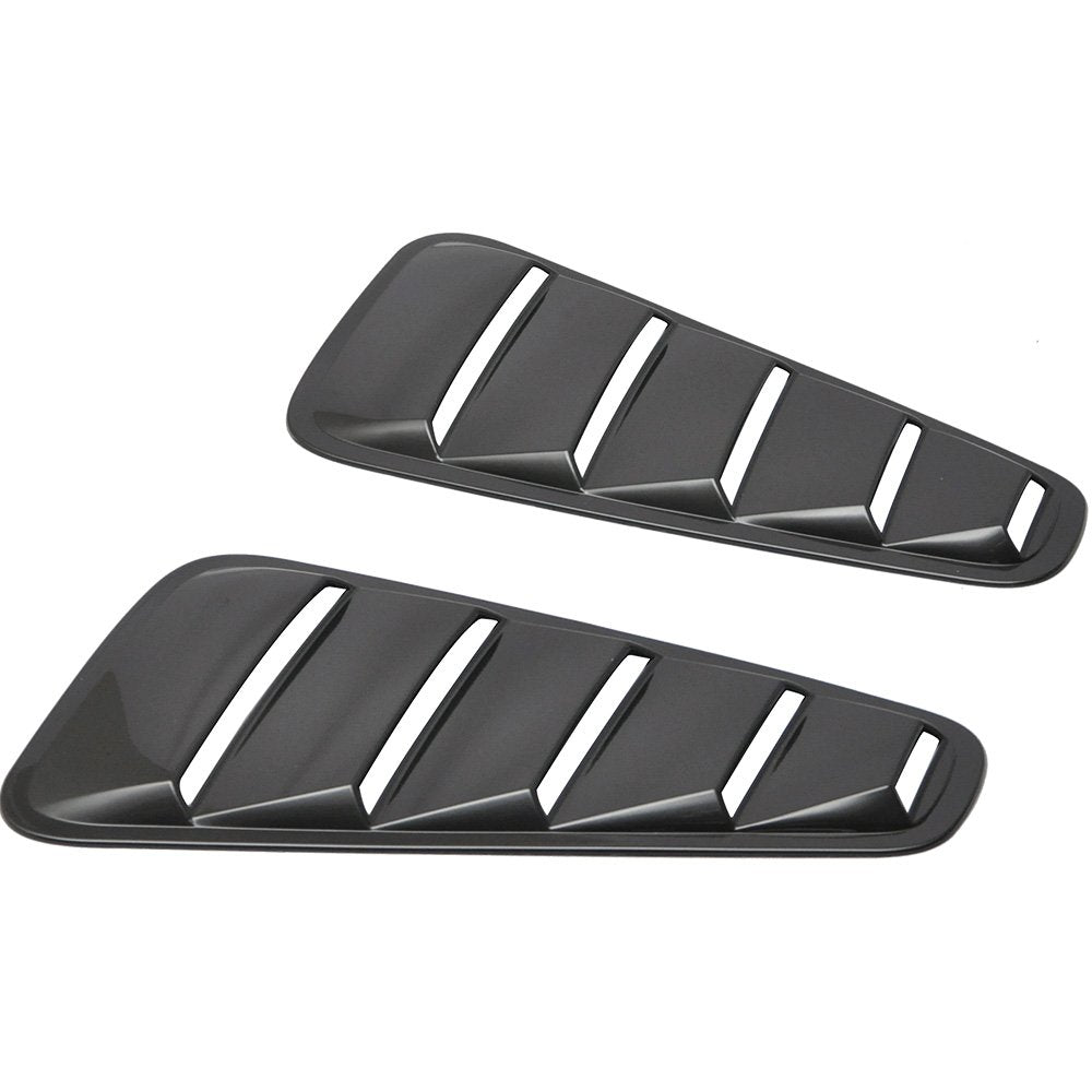 Ikon Motorsports, Window Delete Panels Compatible With 2005-2009 Ford Mustang V6, Factory Style Unpainted Pp Sun Rain Shade Guar