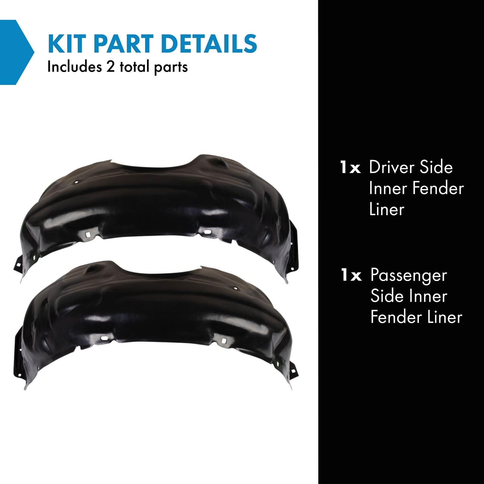 Trq Inner Fender Liner Set Compatible With 2004-2008 Toyota Solara To1248129 To1249129