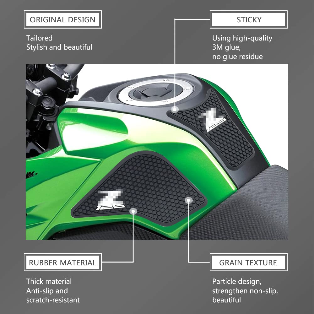 Motorcycle For Kawasaki Z125 Pro Z125Pro 2016-2021 2022 2023 Non-Slip Side Fuel Tank Pad Stickers Waterproof Rubber Sticker Fit