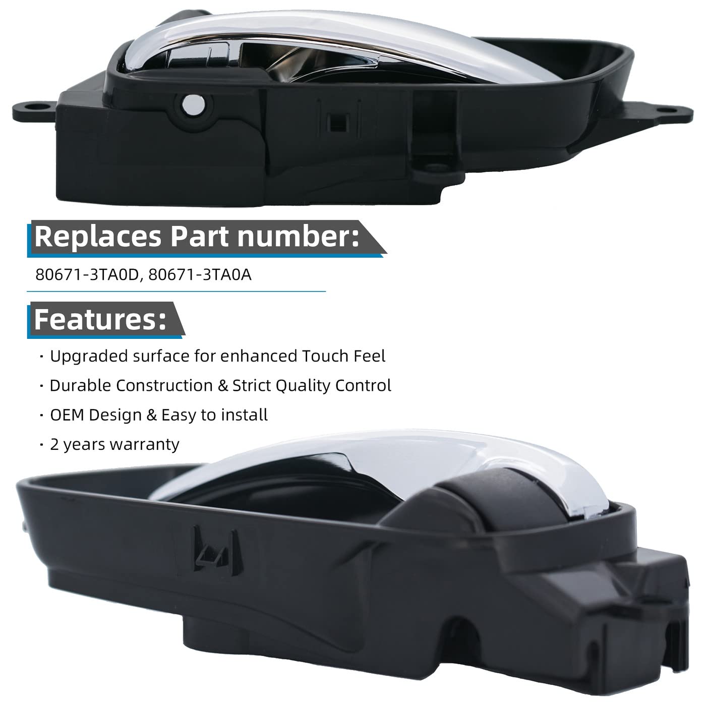 Deal Auto Electric Parts New 1Pc Driver Left Side Black Base Chrome Lever Interior Door Handle Compatible With 13-18 Altima 4-Door Sedan 13-20 Pathfinder 15 Armada 15-20 Titan/Titan Xd/Murano