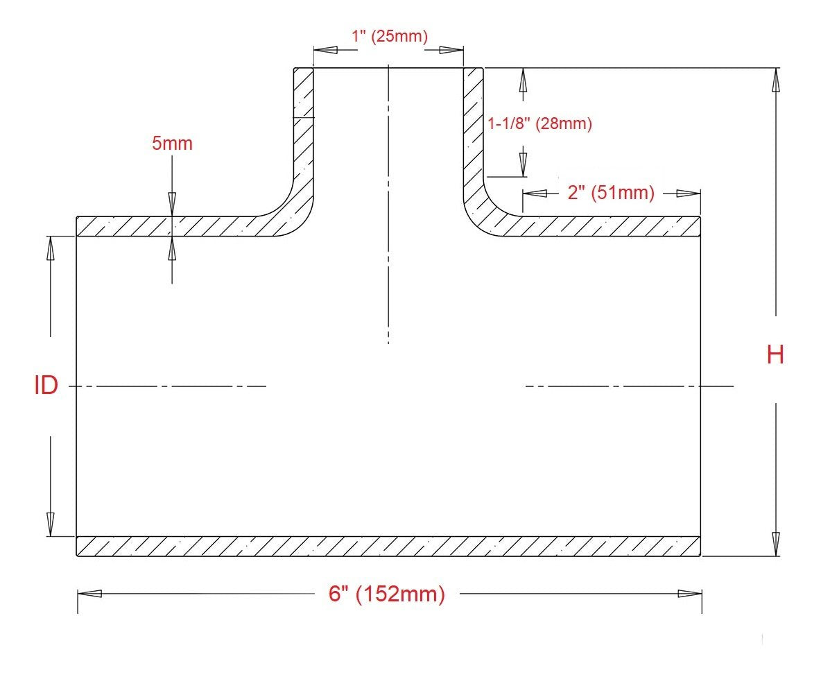 Hps 1.25' Id , 1' Id Branch Black Silicone Coupler Coolant T Hose Tee Adapter, High Temp 4-Ply Reinforced (125-Those-100-Blk)