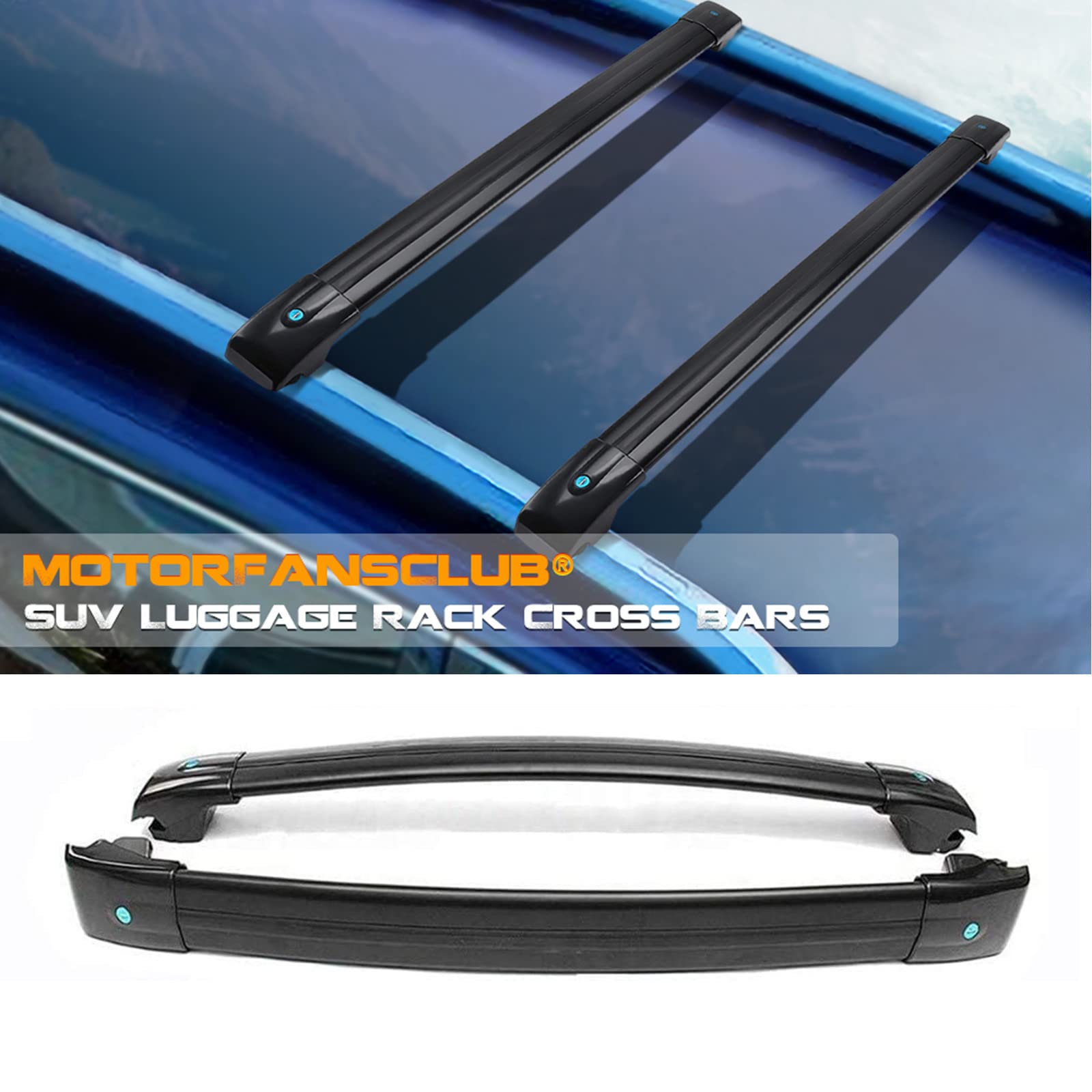 MotorFansClub Lockable Roof Rack Cross Bars Fit for Jeep Cherokee 2014 2015 2016 2017 2018 2019 2020 2021 2022 2023 Cargo Luggag