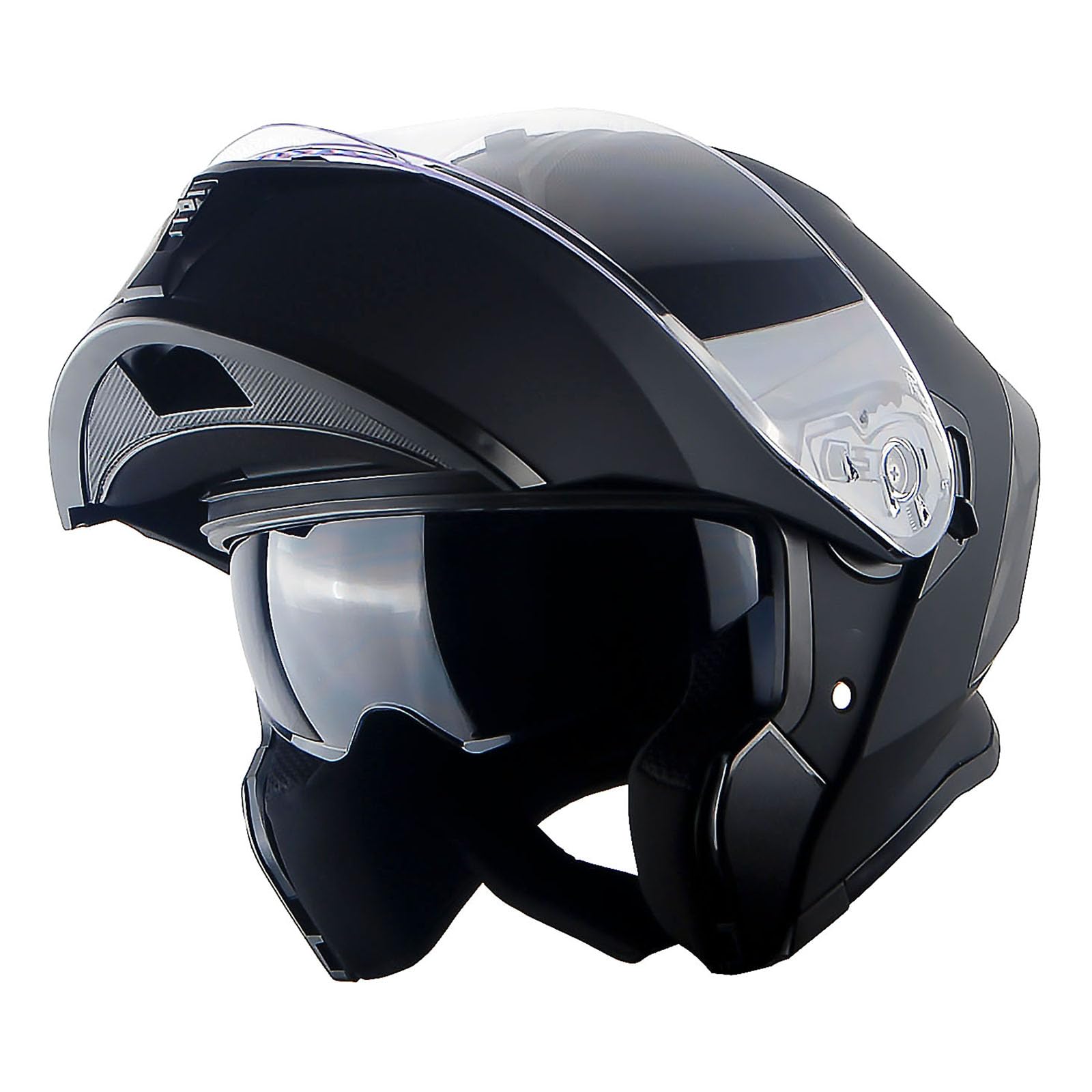 1Storm Motorcycle Modular Full Face Helmet, Large, Matte Black, Thermoplastic, Dual Visor, Rechargeable LED Tail Light