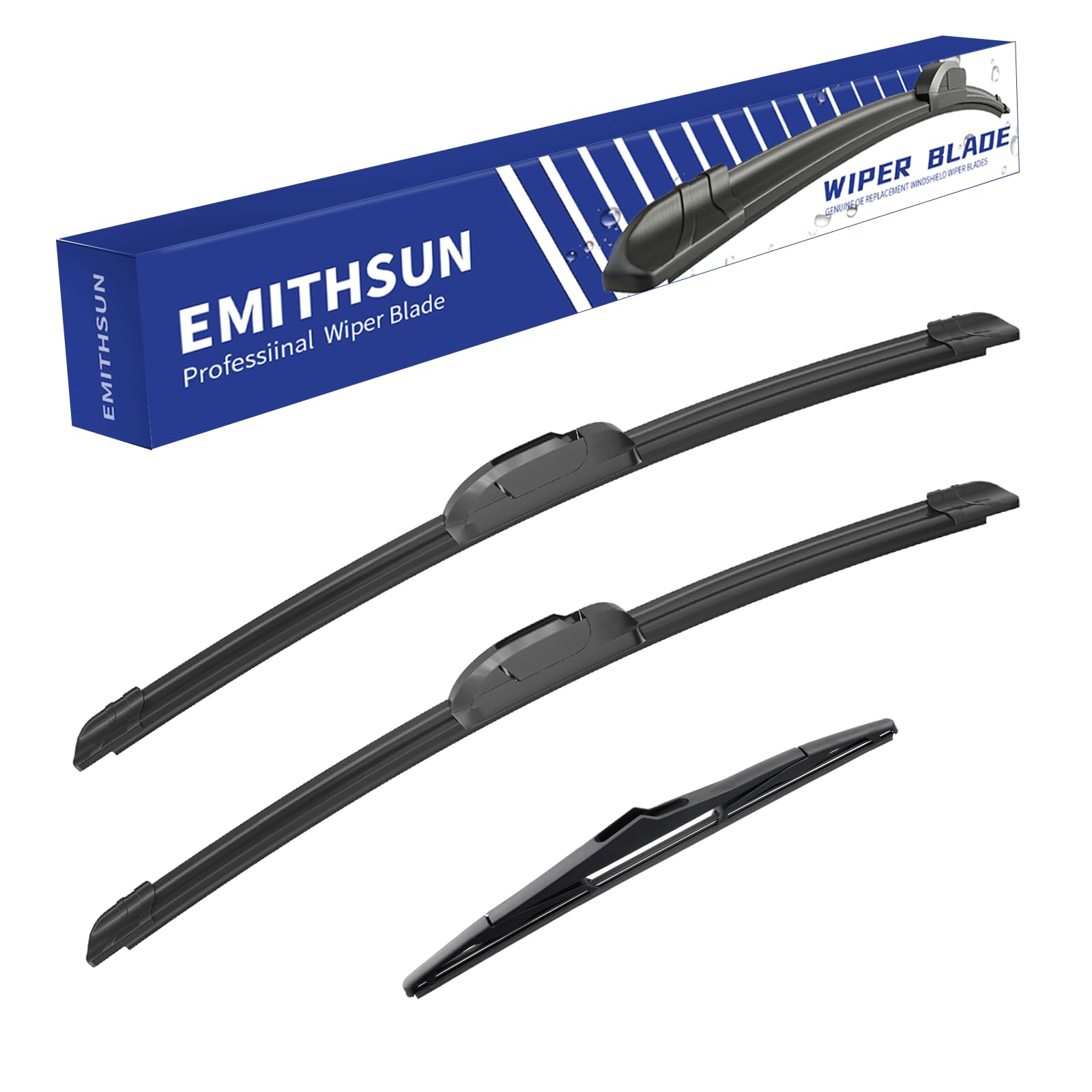 Emithsun® Windshield Wiper Blades Replacement For Jeep Wrangler 2007-2017,That Meet Oem Quality Front Rear Wipers Blade Set For My Car -15'+15'+13'(Set Of 3)