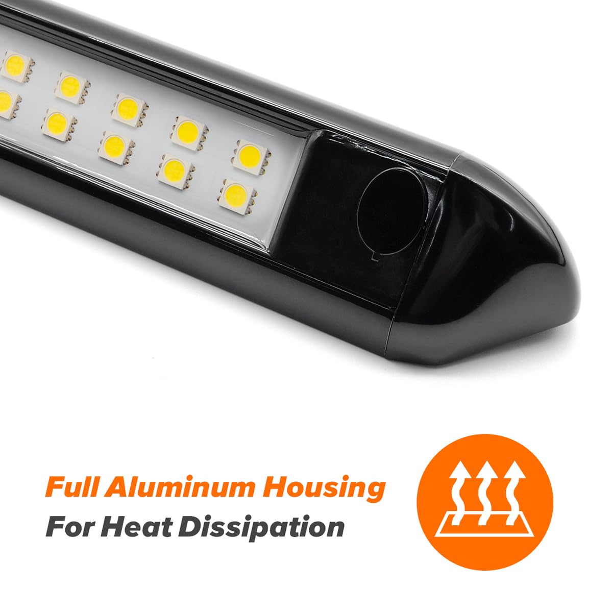 Dream Lighting LED Awning Lights - 800 Lumen, 22 Inch, Black Housing, Model 613555C, Silicone Rubber, Aluminum, for RV and Camper