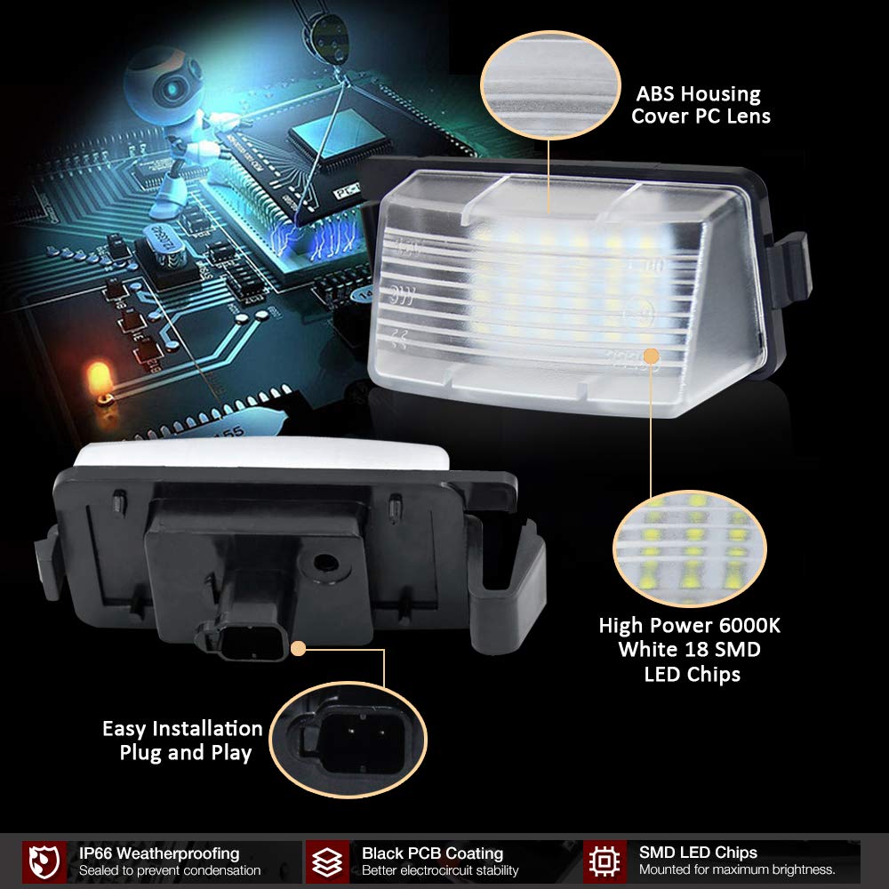 D-Lumina Led License Plate Light Lamp Assembly Replacement Compatible With Nissan 350Z 370Z Gt-R Versa Cube Leaf Sentra Infiniti