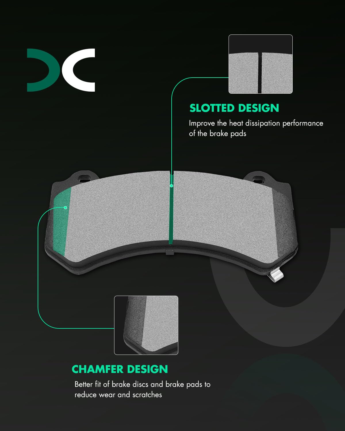 Scitoo D1405 Metallic Brake Pads Sets Front W/Hardware Replacement For Cadillac For Ats/For Cts, For Chevy For Camaro, For Dodge