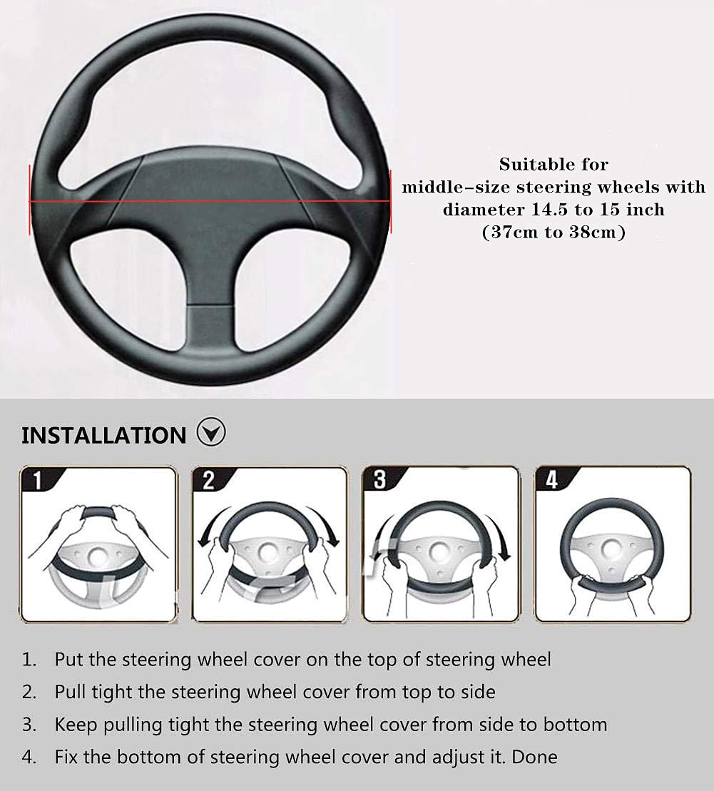 Labbyway Steering Wheel Cover For Winter Warm, Fluffy Pure Australia Sheepskin Wool, With Bling Bling Crystal Rhinestones For Wo