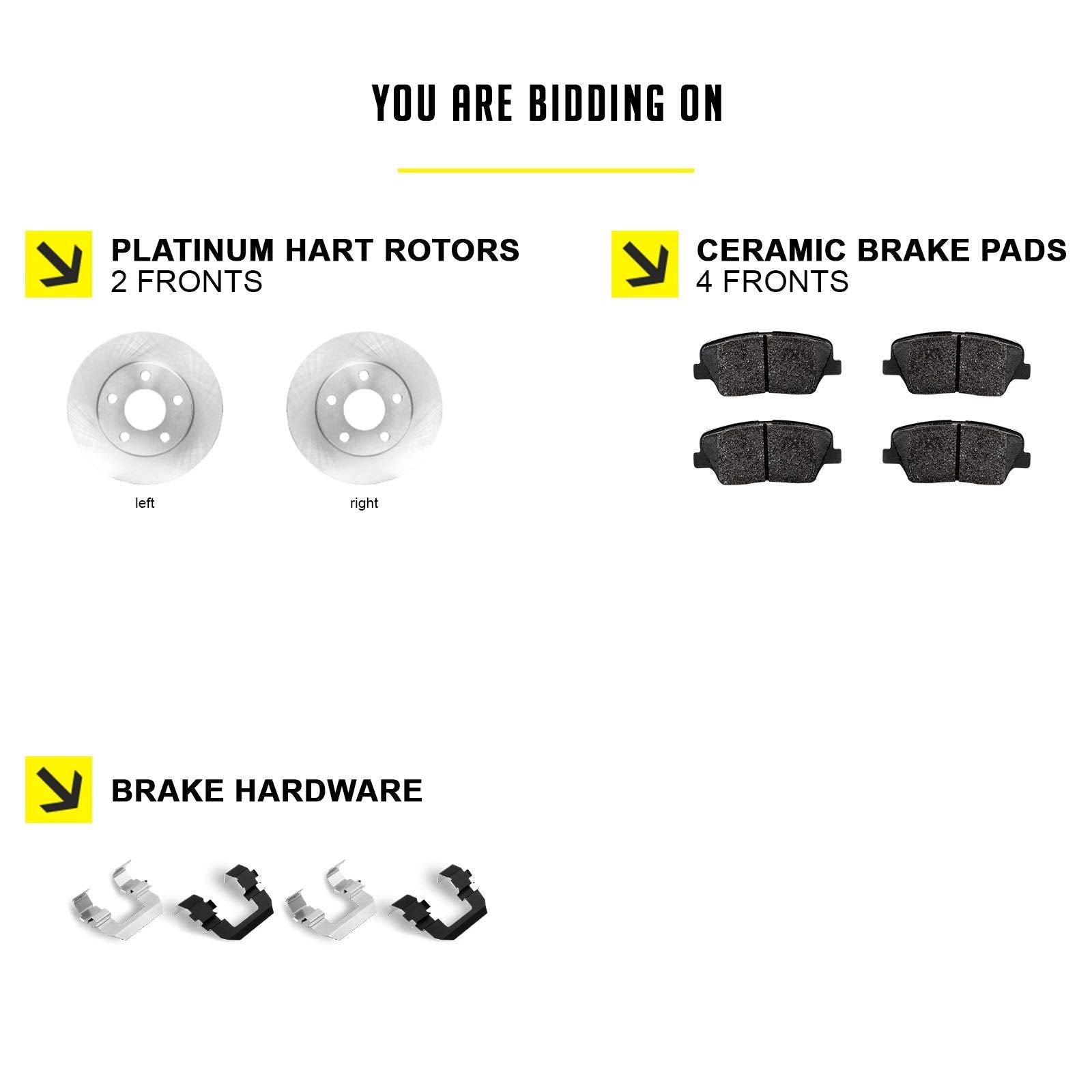 Hart Brakes Front Brakes And Rotors Kit |Front Brake Pads| Brake Rotors And Pads| Ceramic Brake Pads And Rotors |Fits 2012-2015