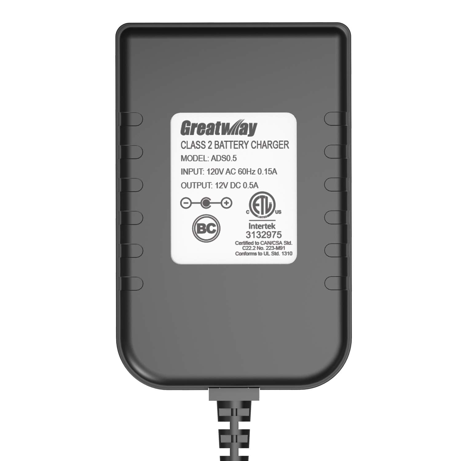 Greatway Battery Charger 12V 0.5A - Compact Black Design for Efficient Power Supply