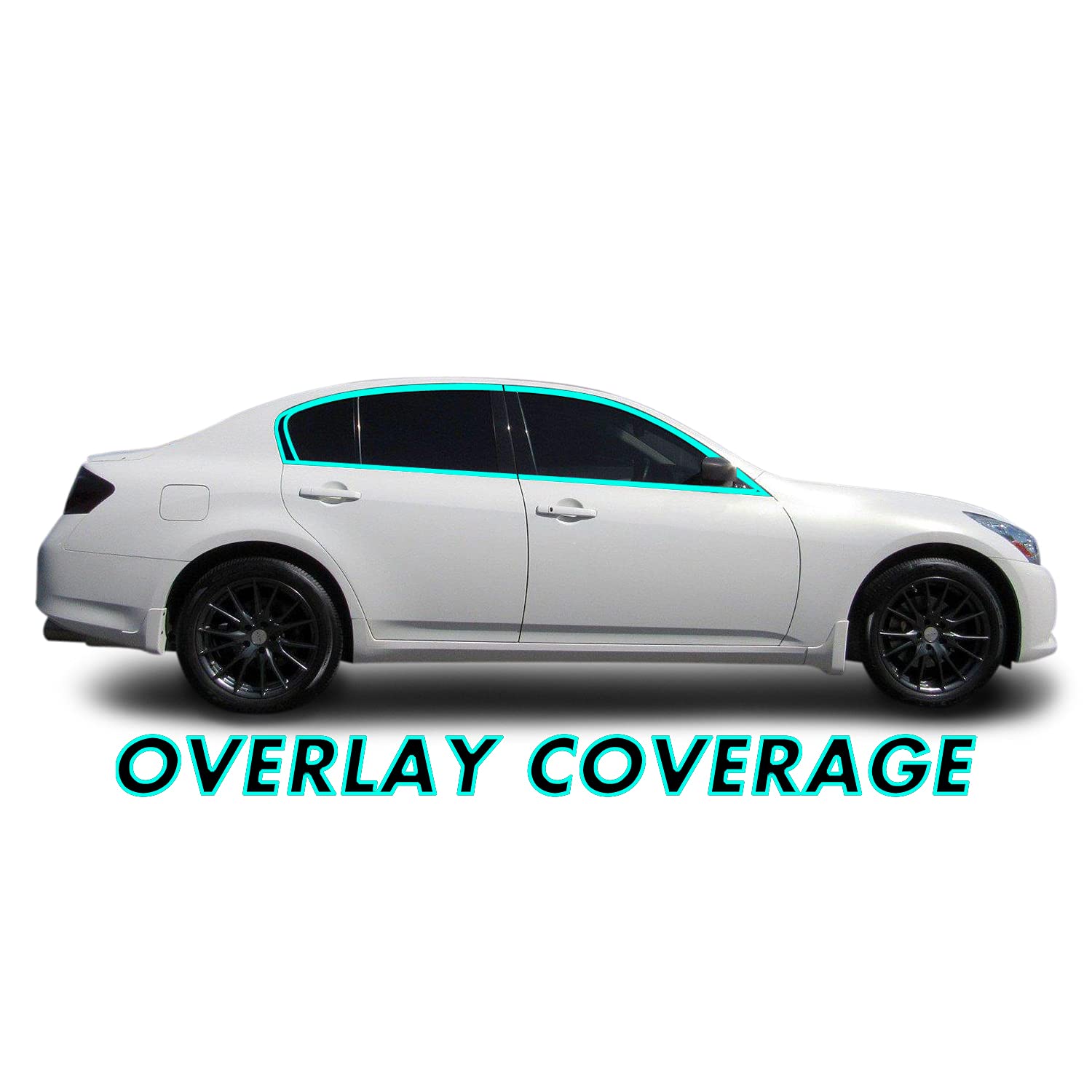 SlickMod Chrome Delete Vinyl Overlay for 2007-2015 Infiniti G35 G37 Q40 Sedan Window Trim - Gloss Black