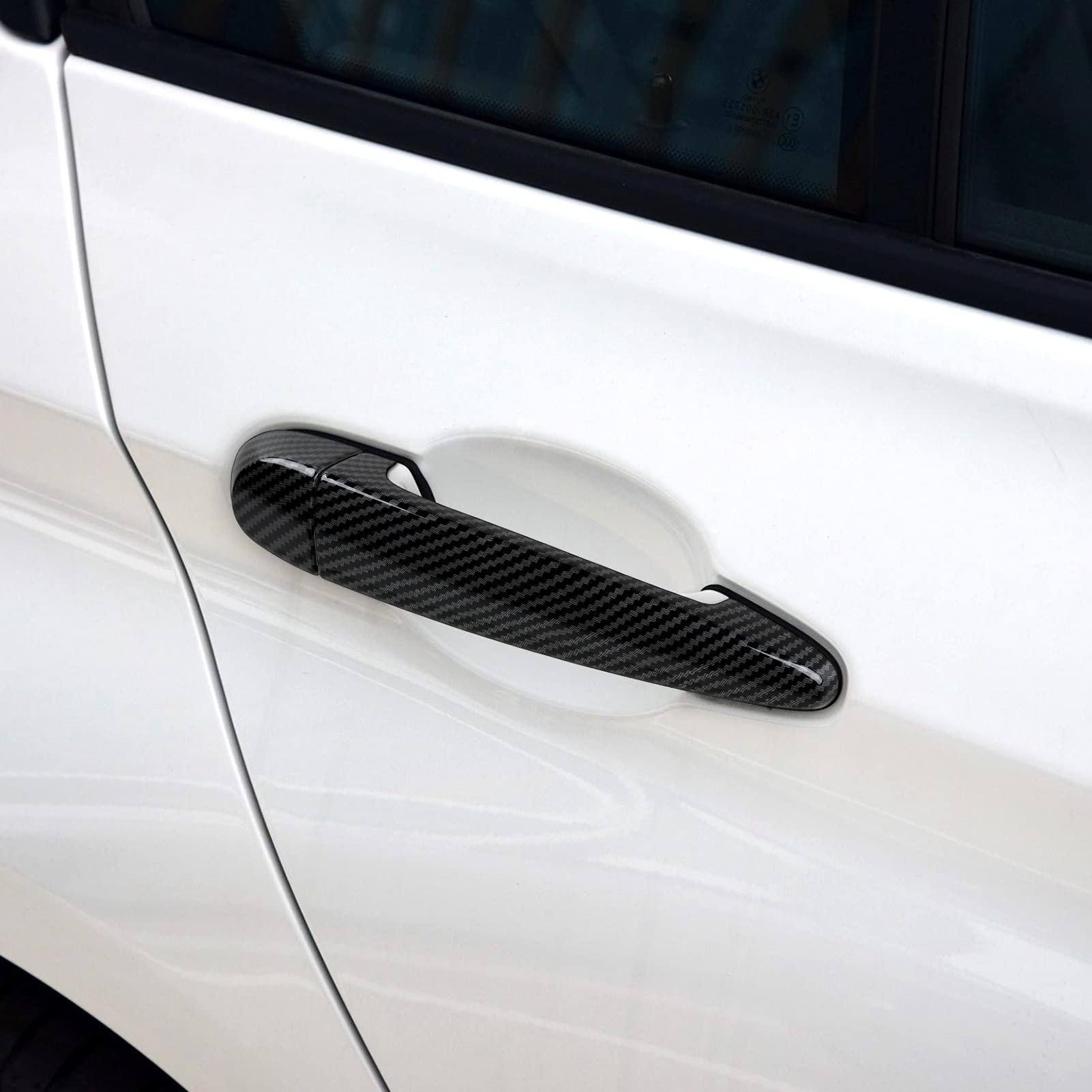 Hengyueshang 4Pcs Car Door Handles Cover Sticker Carbon Style Abs Decal Trim Exterior Accessories Fit For Bmw E90 E92 E93 F30 F34 3Gt F32 F33 F36 E84