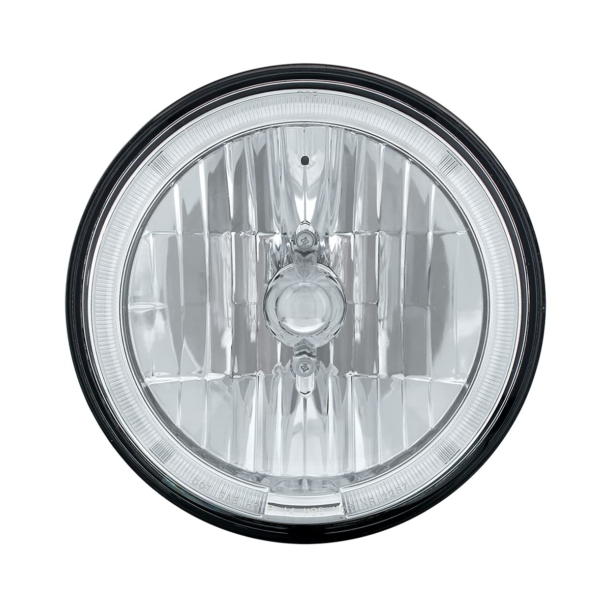 United Pacific 31285 7" Crystal Headlight with White LED Halo Ring - White