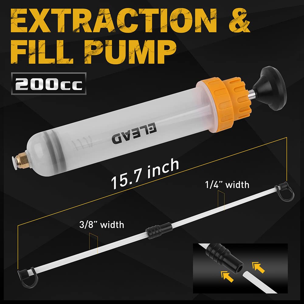 Elead 200Cc Siphon Pump, Oil Extractor Pump, Oil Pump, Transfer Pump, Fluid Extractor, Fluid Syringe Extractor, Car Vacuum Fuel