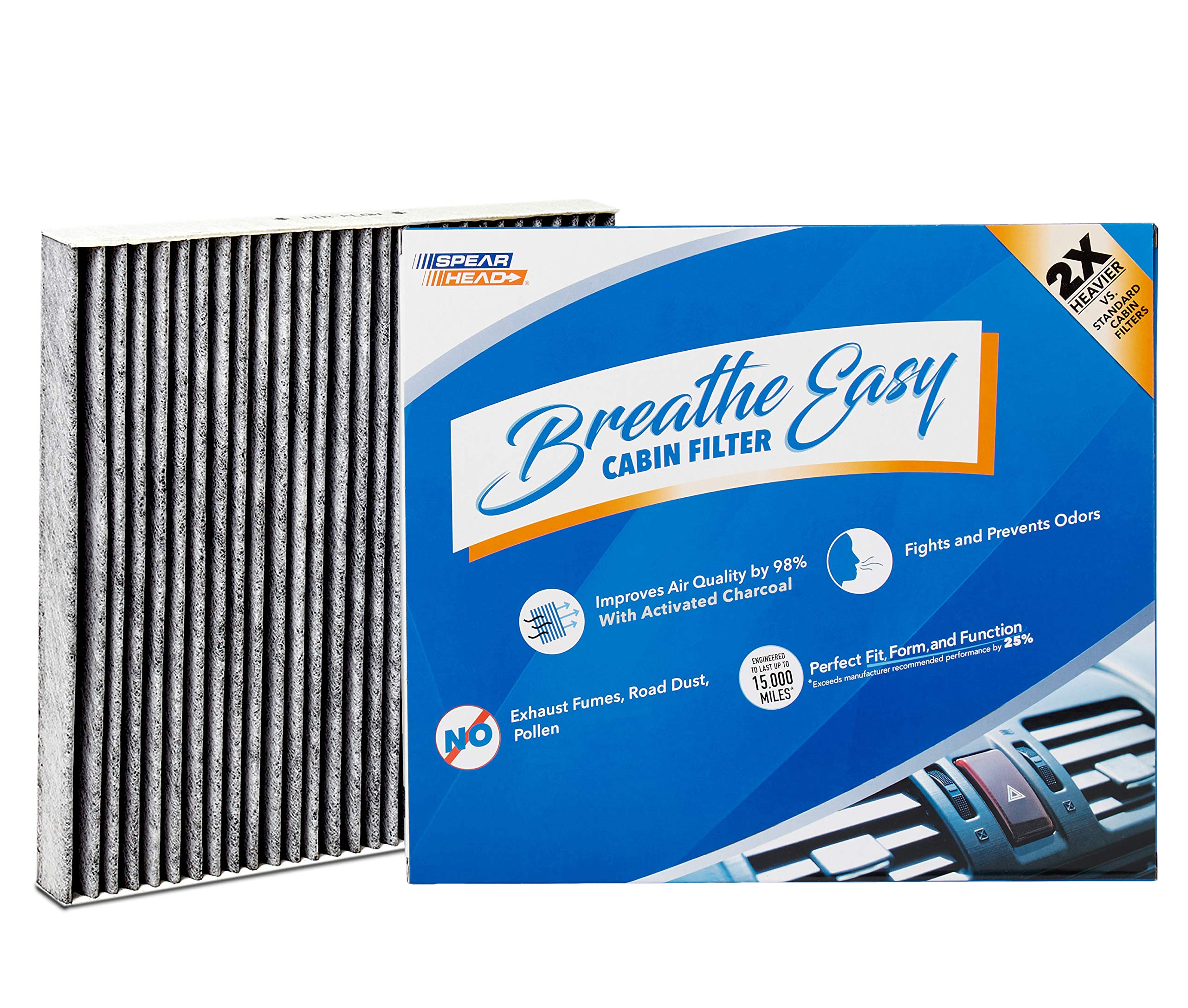 Spearhead Odor Defense Breathe Easy Ac & Heater Cabin Filter, Fits Various 2003-23 Acura/Honda Like Oem, Up To 25% Longer Lasting W/Activated Carbon (Be-134)