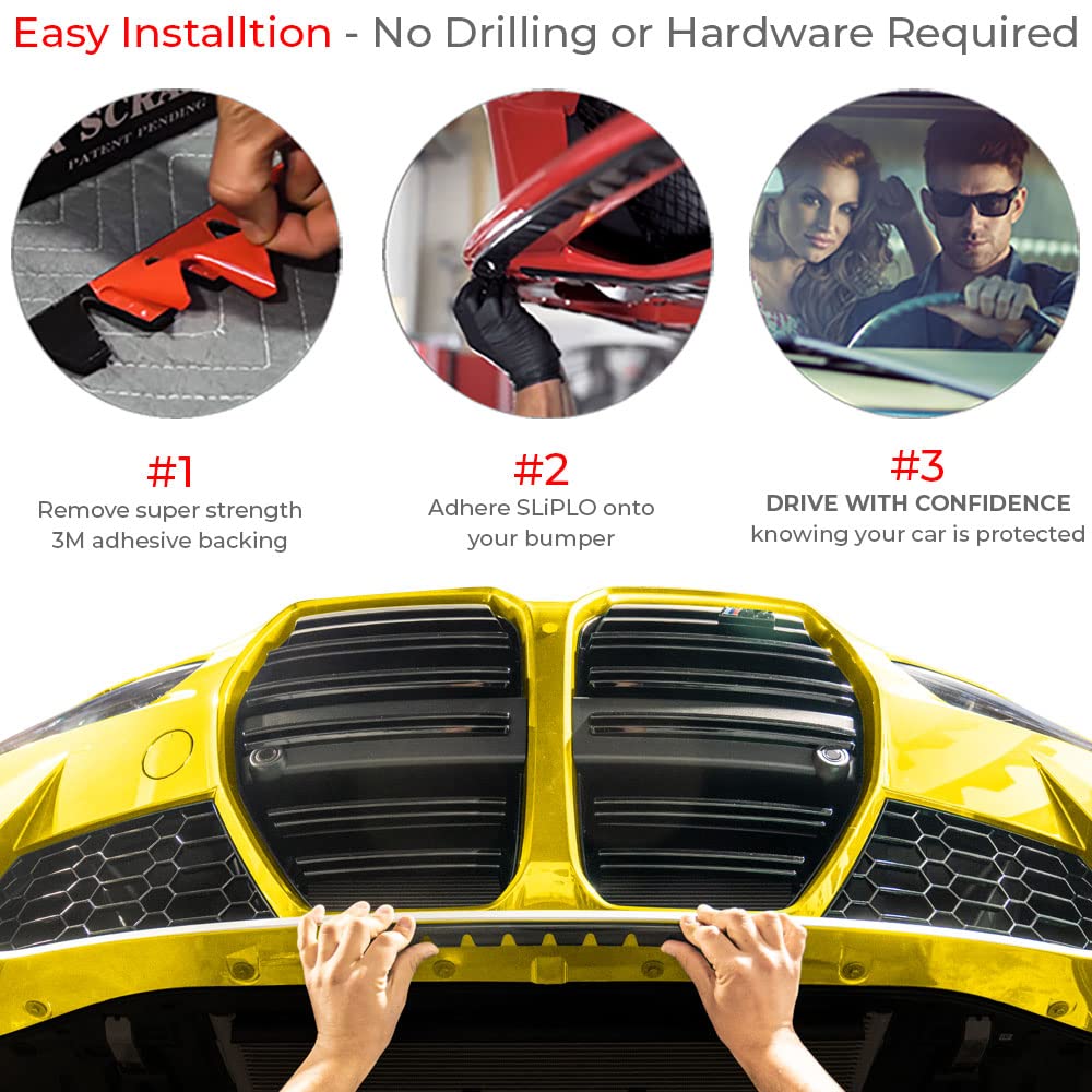 8 Pack Sliplo Ultra Universal Front Bumper Scrape Guard Skid Plate Bumper Front Lip Protection For Lowered Cars, Carbon Fiber Sp