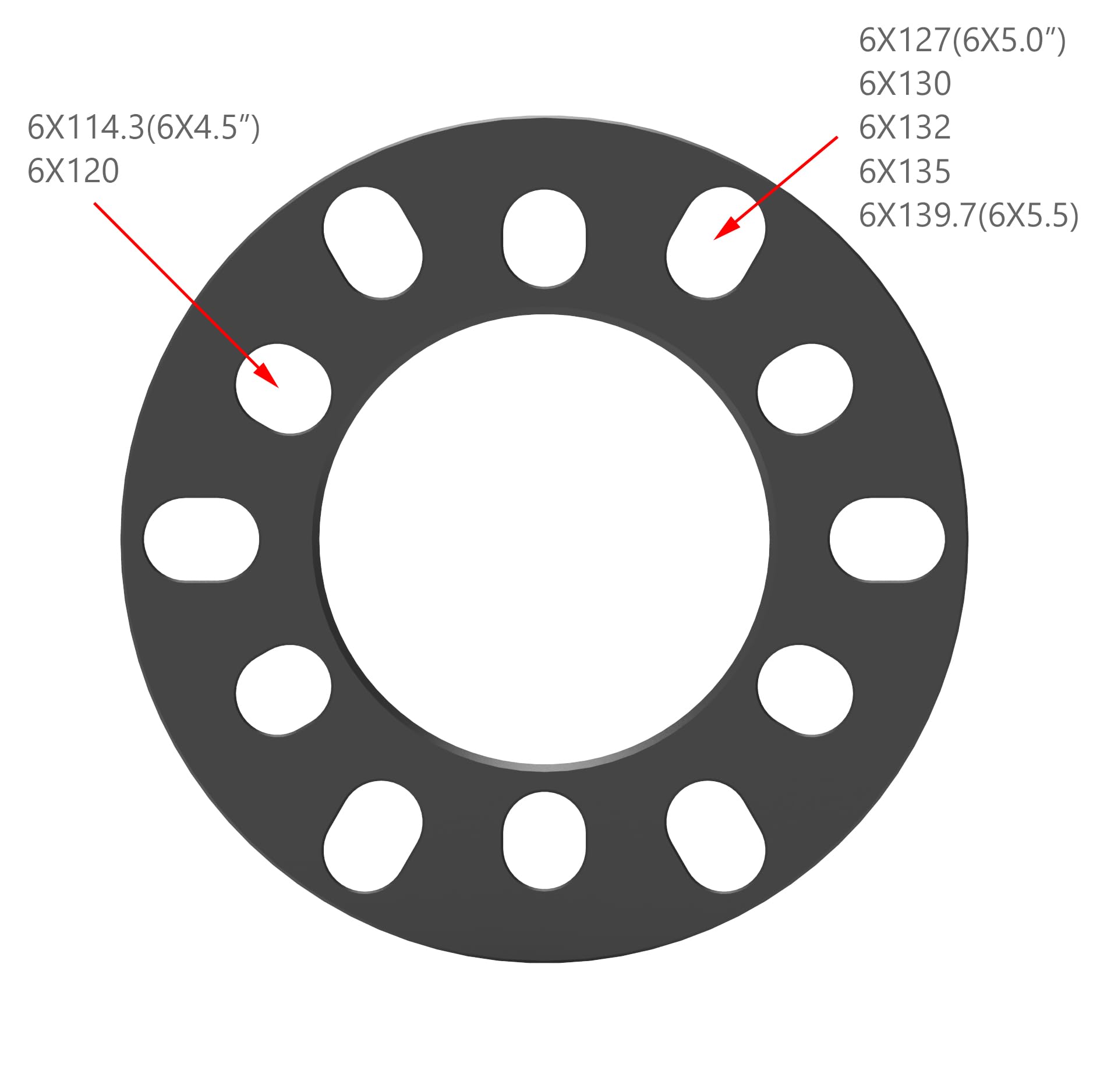 WHEEL CONNECT Wheel Spacer 10mm Thick 6x114.3/120/127/130/132/135/139.7 Forged Aluminum Pack of 2