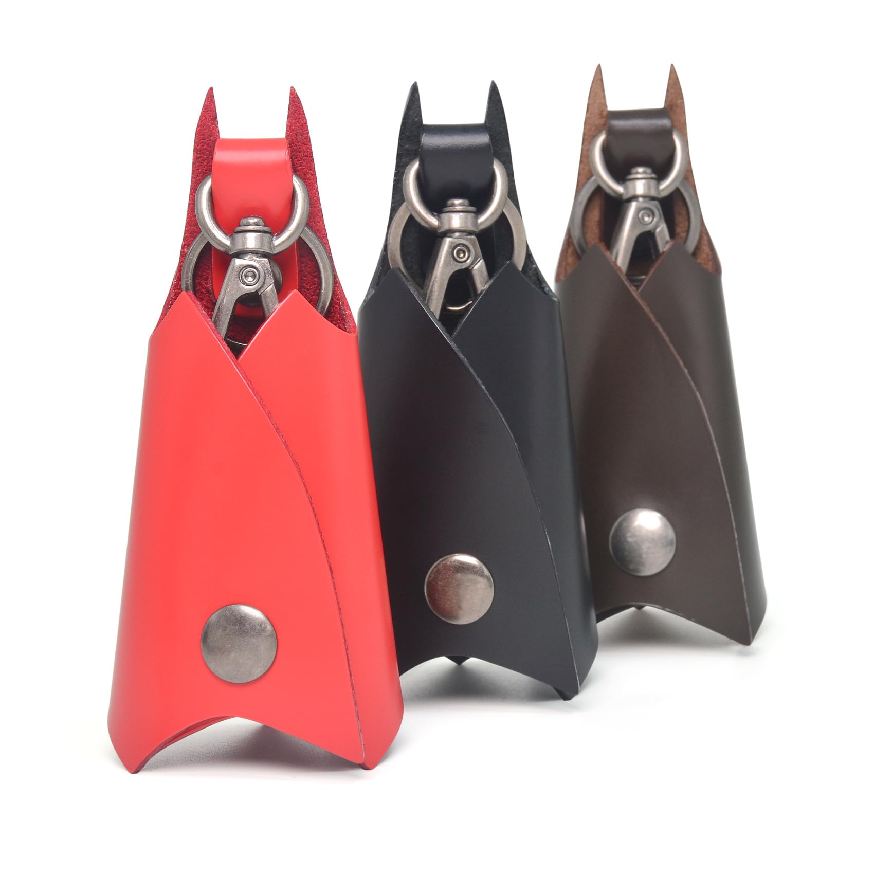 CAILLU KeyChain Leather Bat Shape for men gifts and women Car key fob case,Leather fashion pop keys ring cover holder (red Bat)