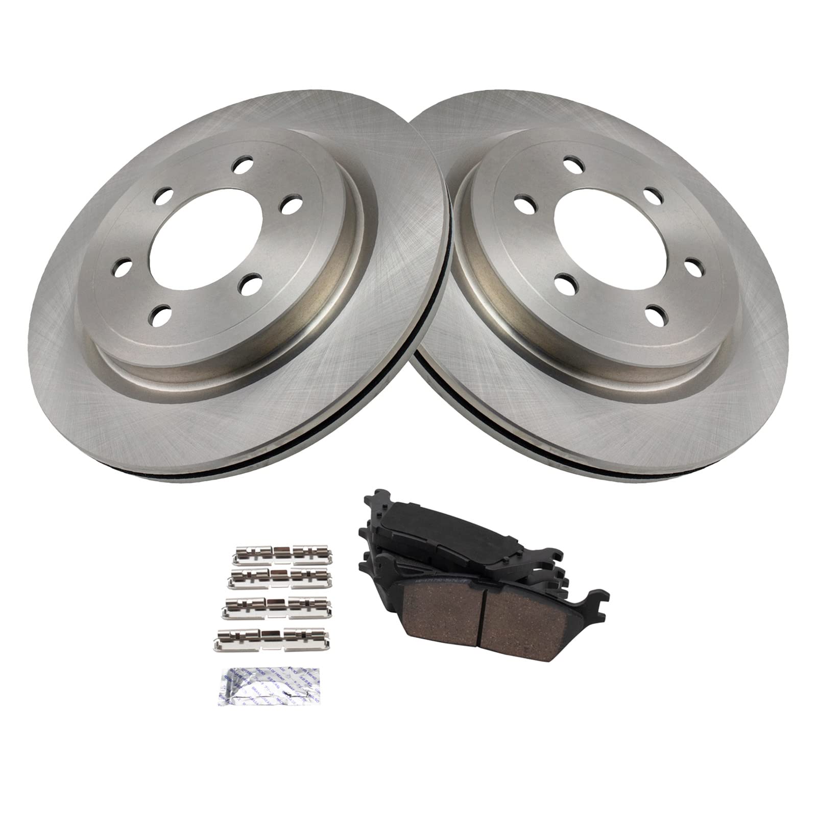 Trq Rear Brake Pad & Rotor Kit Brake Pads Brake Rotor Ceramic Compatible With 2018-2019 Ford Expedition F-150 Lincoln Navigator